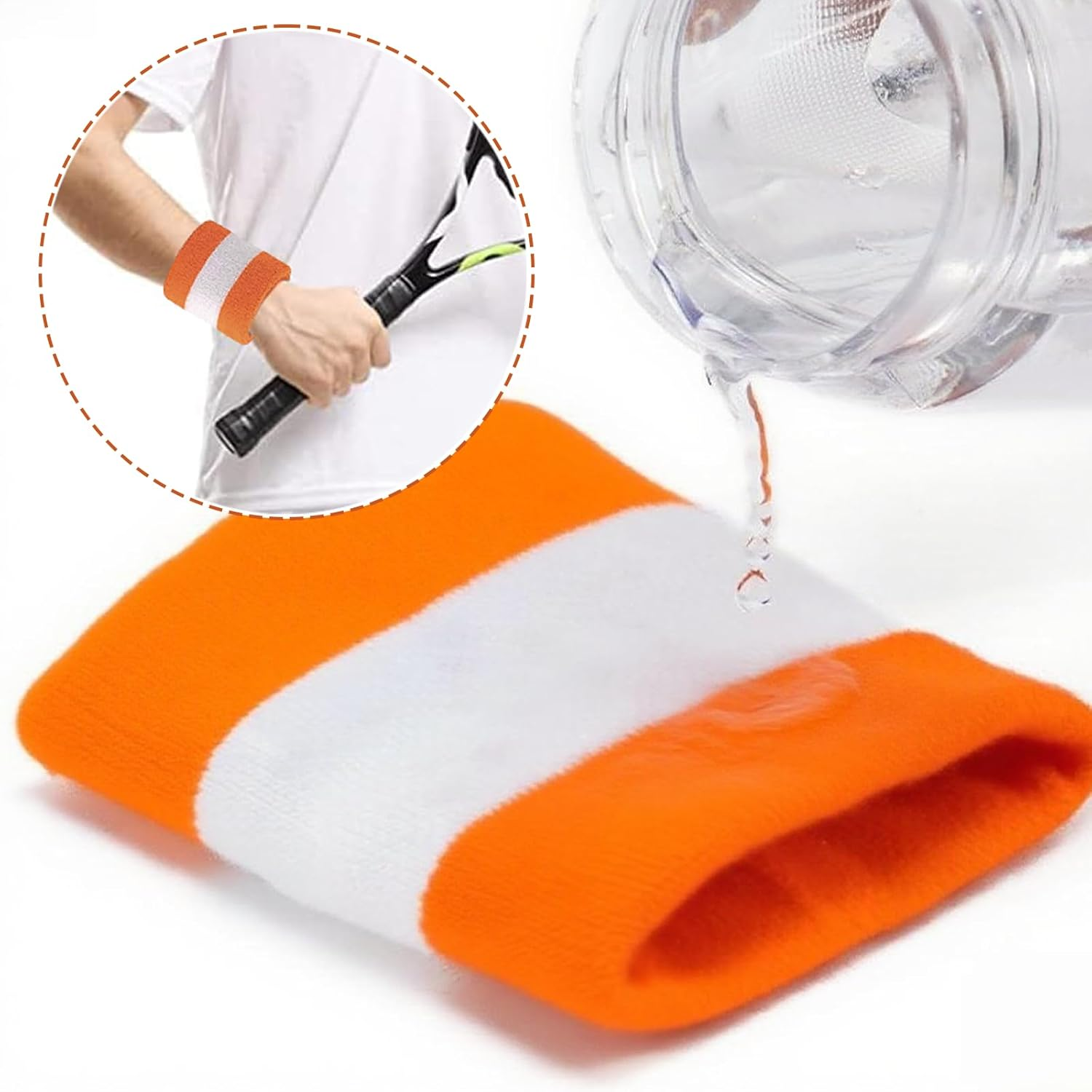 Sweatbands Set, Sports Headband and Sweat Band for Men & Women, Moisture Wicking Workout Set for Tennis, Basketball, Running, Gym image number 4