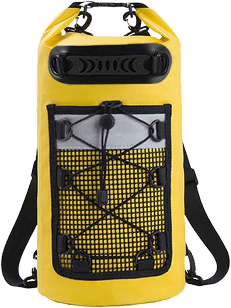 AIMALL Waterproof Dry Bag 10L/30L with Mesh Pocket, IPX6 Roll-Top Backpack for Kayaking, Beach, Boating, Hiking, Swimming, Rafting, 500D PVC Outdoor Gear Bag