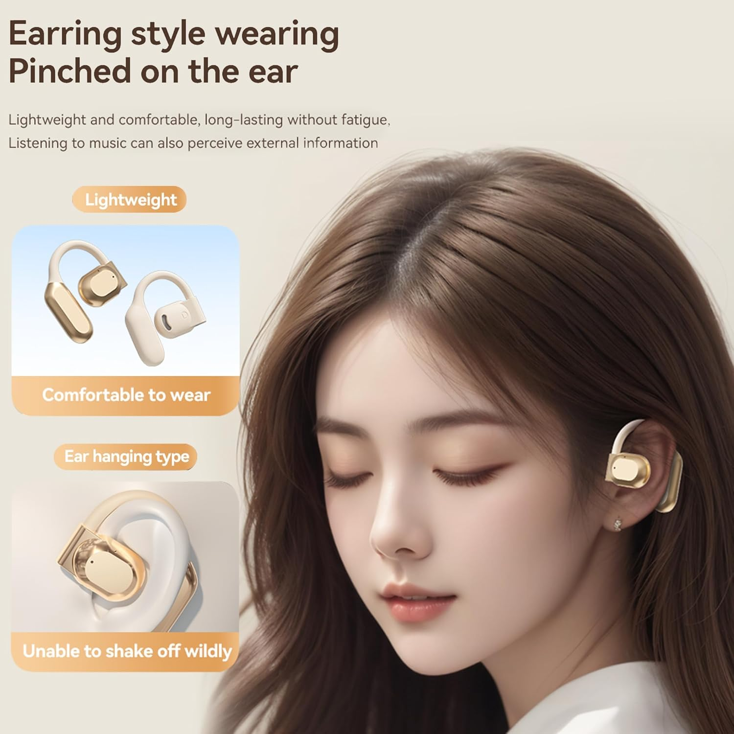 AI Translation Earbuds Real Time - Translator Earbuds for 144 Languages, Open-Ear Design, LED Display 3-In-1 Translation Headphones, Aud&iacute;fonos Traductores, Perfect for Travel & Business (Ivory) image number 5