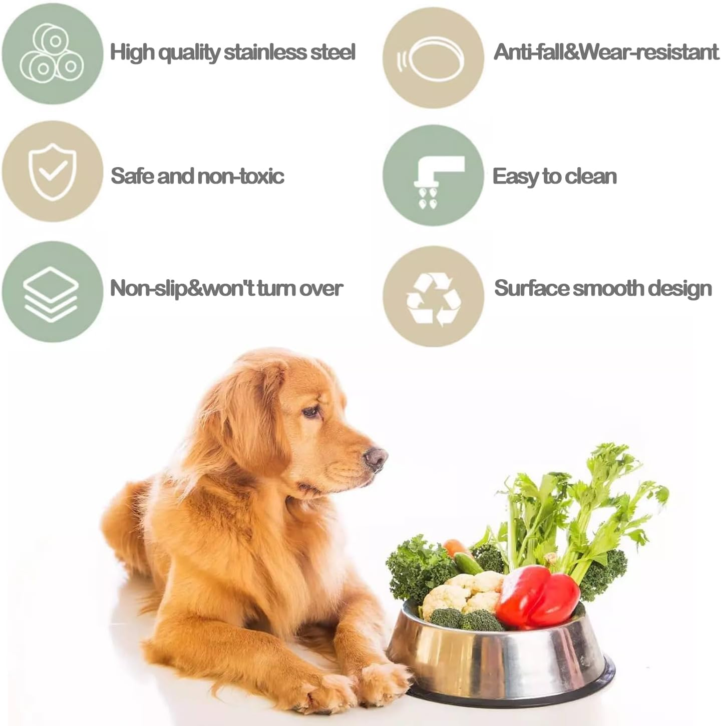 BPS&reg; 2 X Stainless Steel Dog Cat Pet Feeder Drinks Feeder - Diameter with 3 Sizes to Choose from 15.5/18/19Cm BPS-5501 BPS-5502 BPS-5503, 18Cm image number 6