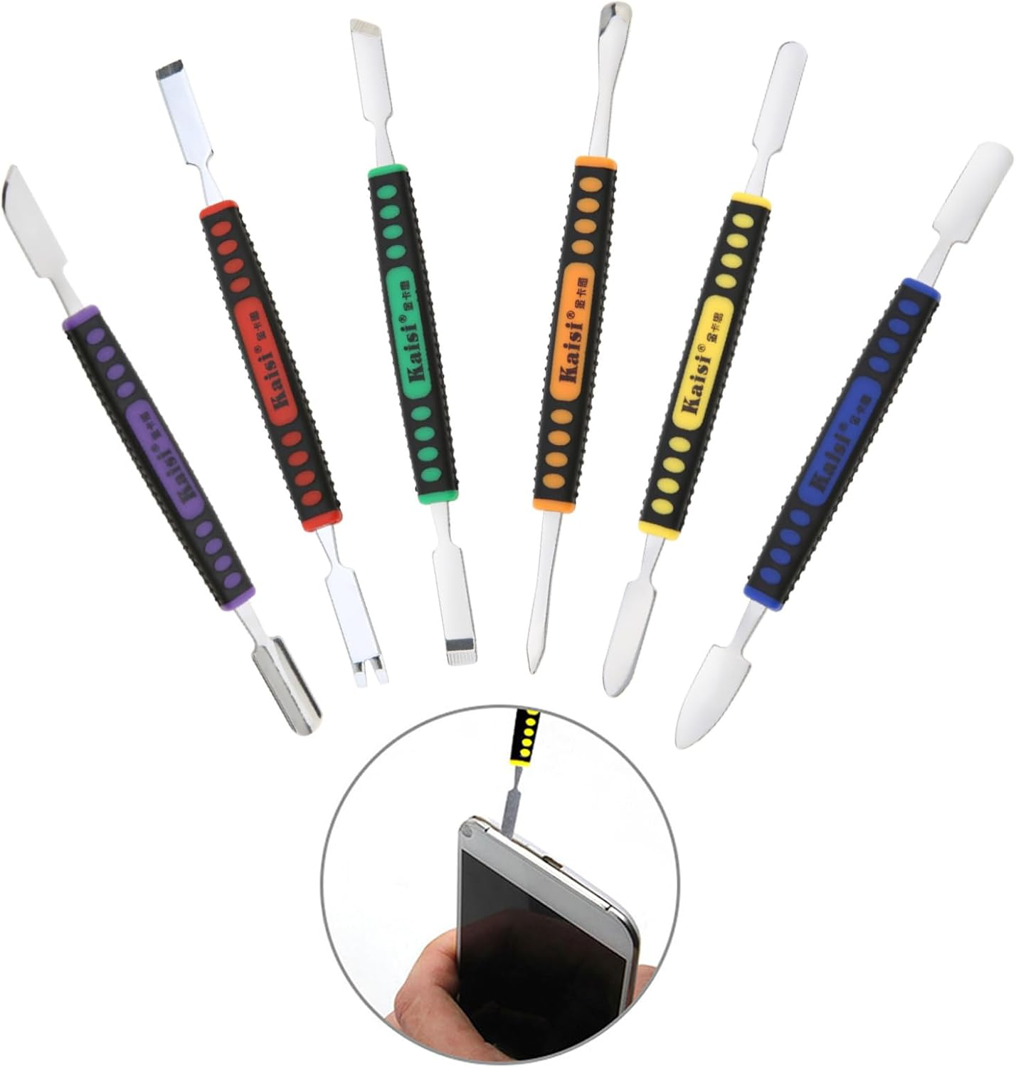 Origlam 【The Best Deal】 6Pcs Dual Ends Metal Spudger Set, Professional Pry Opening Spudger, Prying Opening Repair Tool Kit for Iphone Ipad Ipod Mobile Phone Tablet Laptop Mp3 Watch image number 6