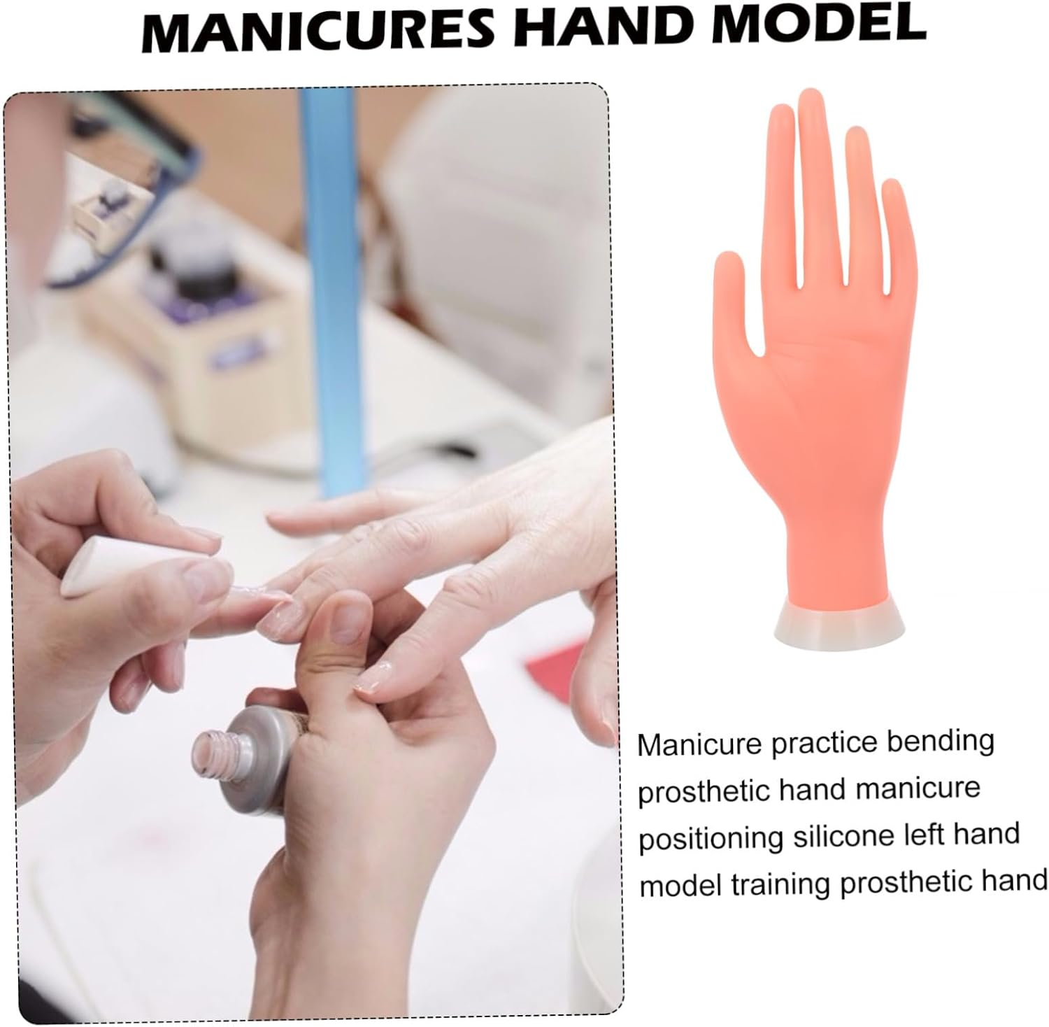 CALLARON Silicone Manicure Training Hand Model Bendable False Hand for Nail Art Practice and Portable for Beginners for Salon Artists image number 5
