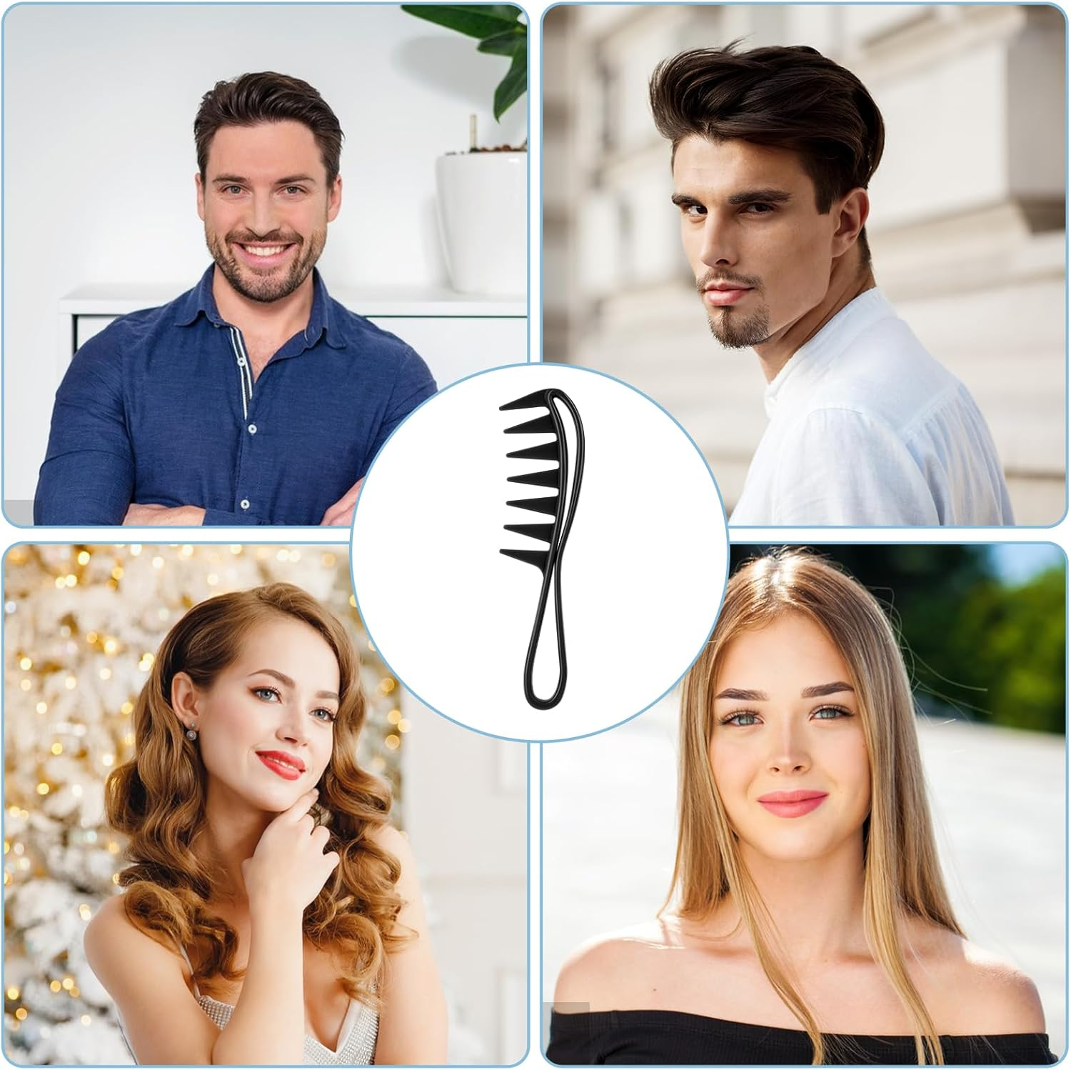 WLLHYF Wide Tooth Comb, Shark Teeth Hair Combs Professional Salon Afro Hairstyle Tool Anti-Static Hair Styling Accessories for Men Women Styling Wet Wavy Hair Wigs image number 3