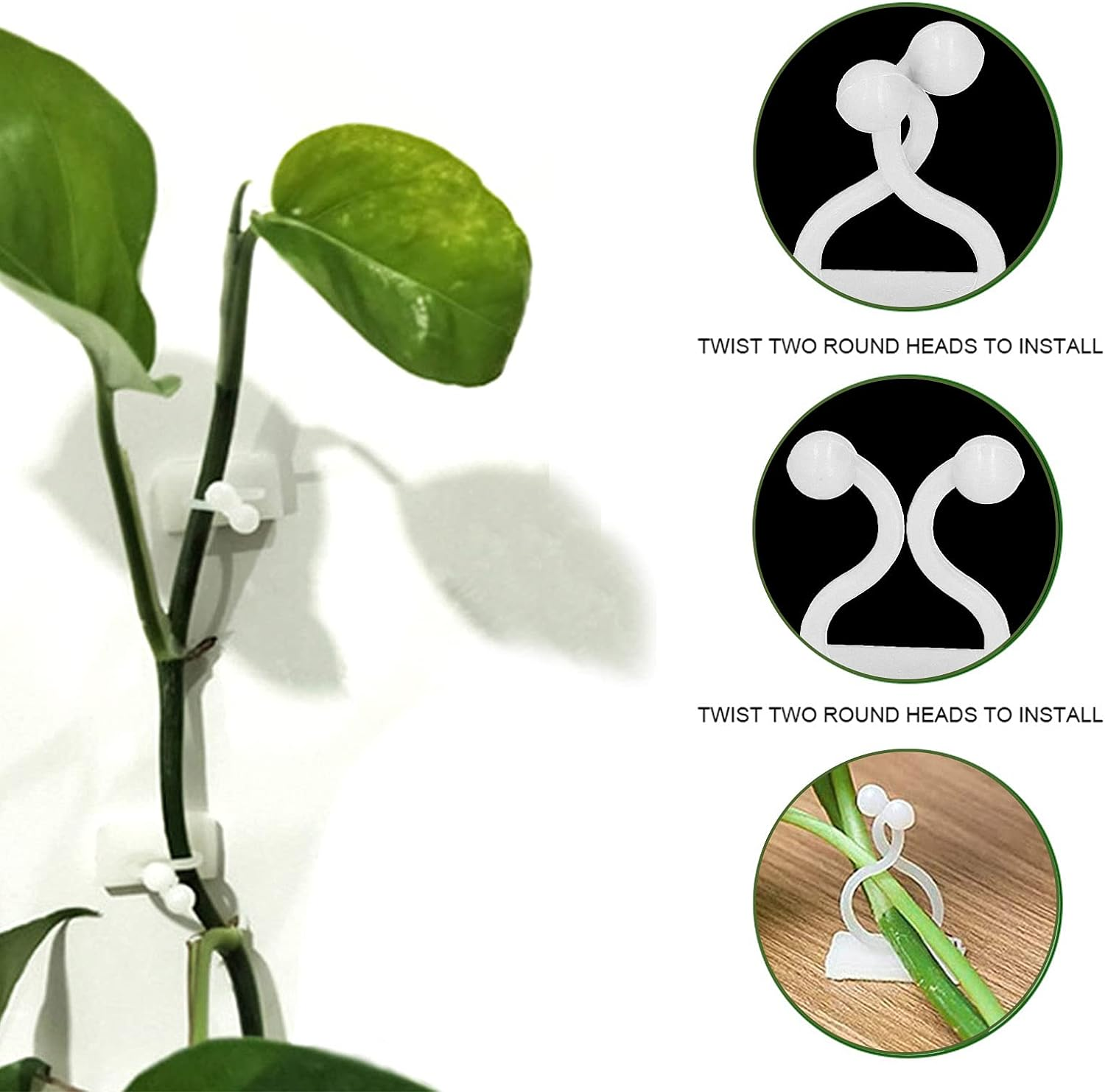 Ejoyous 100 Pcs Plant Climbing Wall Fixing Clips (1.4X0.8X0.8In) Eco-Friendly ABS Material, Tool-Less Installation Knob Design, Non-Damaging, for Vines Indoor/Balcony/Garden/Greenhouse (White) image number 6
