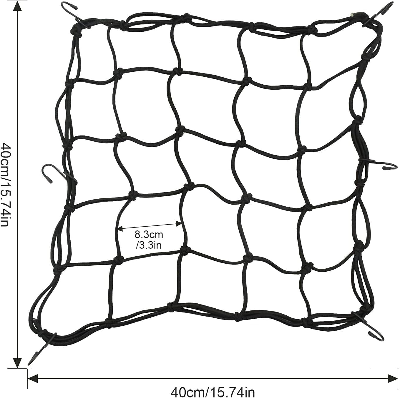 THJOPOKEEL Motorcycle Bungee Cargo Net 15.7 X 15.7 Inches，Helmet Mesh with 6 Covered Hooks, Durable Bike Hold down Accessories for Motorbike, Scooter, Moped, ATV. image number 3