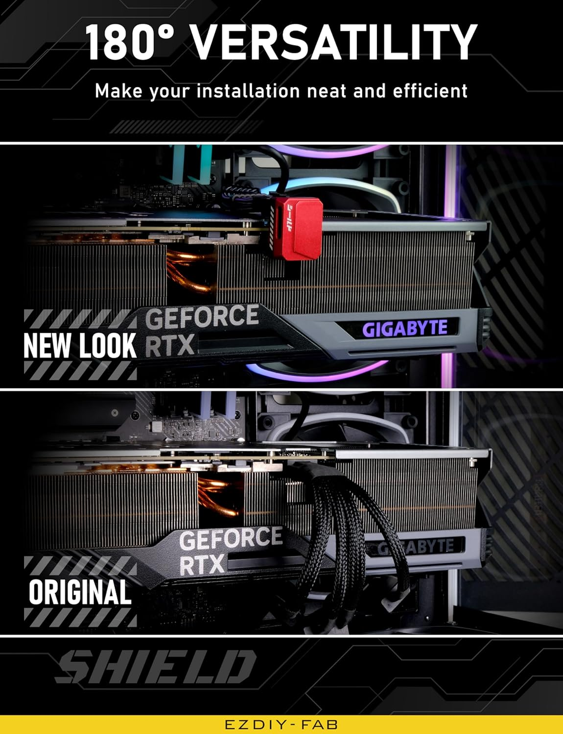 EZDIY-FAB Pcie 5.1 Adapter - 600W 12+4Pin, 16Pin 12VHPWR GPU Power Connector, 12V-2X6 GPU Adapter,180 Degree Right Angle - Compatible with RTX 3090Ti, 4070Ti, 4080, 4090 GPU- STD Type, Red, 1 Pack image number 2