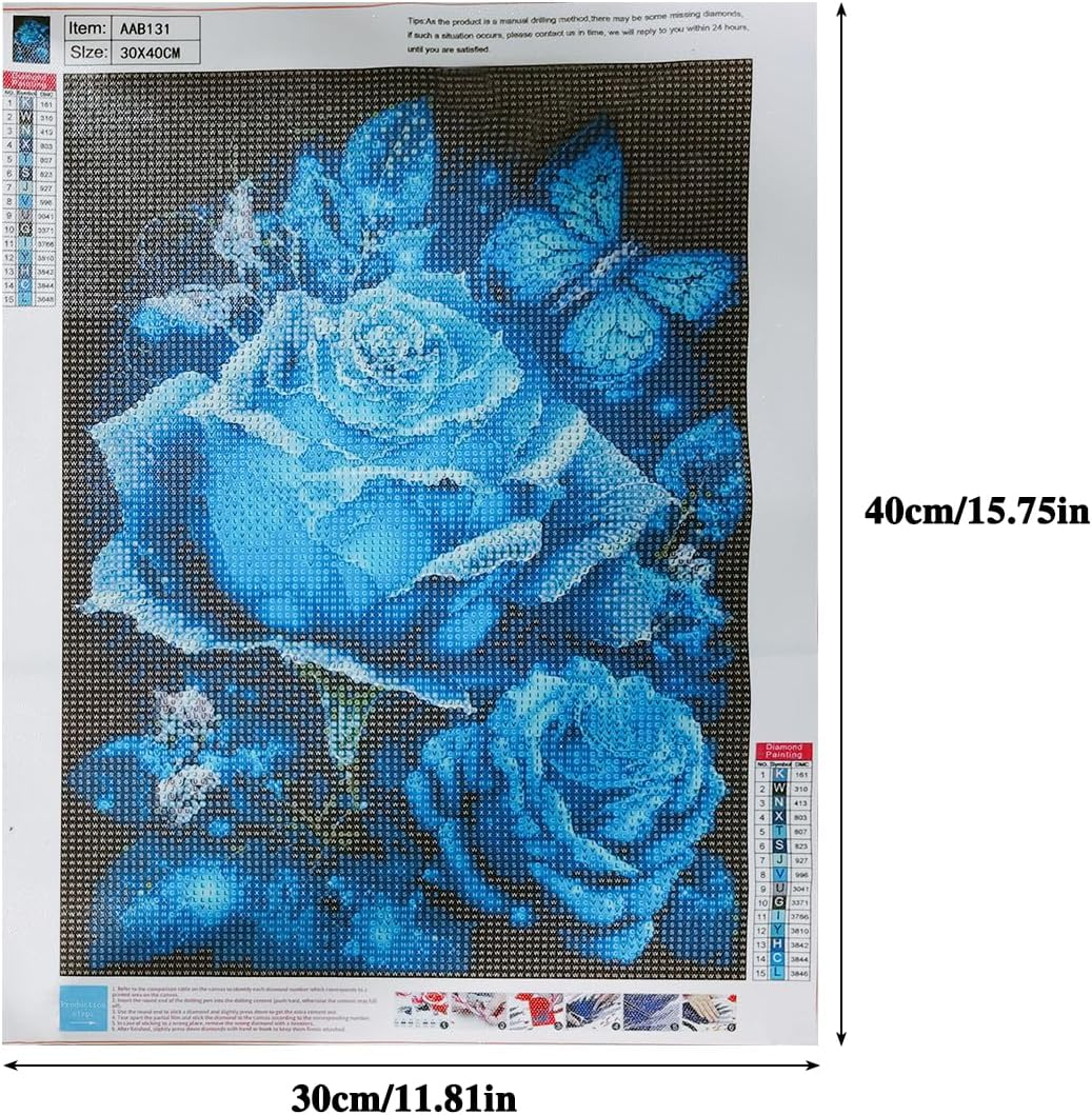 SENHAI 2 Set Diamond Paintings Kits for Adults, Blue Rose 5D Diamond Art Kits DIY Diamond Paintings Crafts for Home Wall Decor Gifts(11.8&rdquo; X 15.7&rdquo;) image number 6