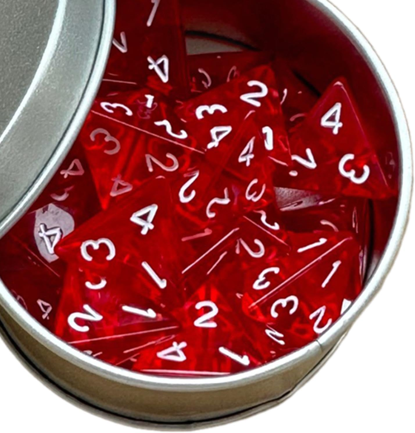 25 Count Pack of 4 Sided Dice Role Playing Game Dices Acrylic Polyhedral Dice Set D4 16Mm, Red - Red image number 5
