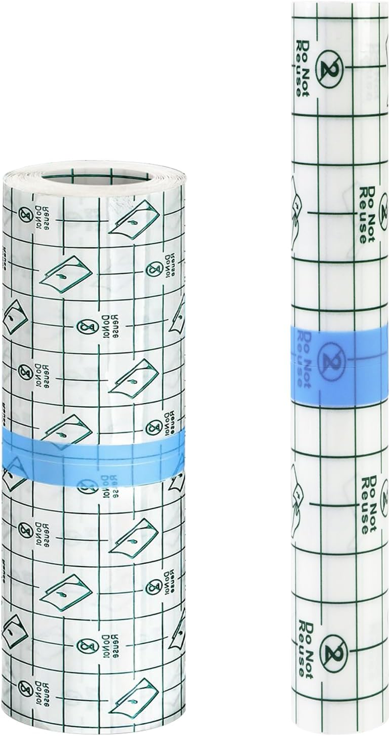 2 Rolls Tattoo Aftercare Bandage Roll: 8" X 1Yd & 6" X 5Yd, Waterproof Transparent Bandage for Healing & Skin Protection, Breathable Adhesive Film & Hypoallergenic Second Skin Wrap image number 5