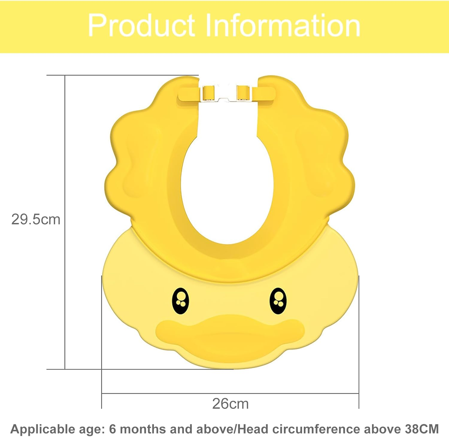 Adjustable Baby Shower Cap for Kids, Soft Bath Visor Shield with Cute Duck Design, Comfortable Head Protection - Auroly image number 3