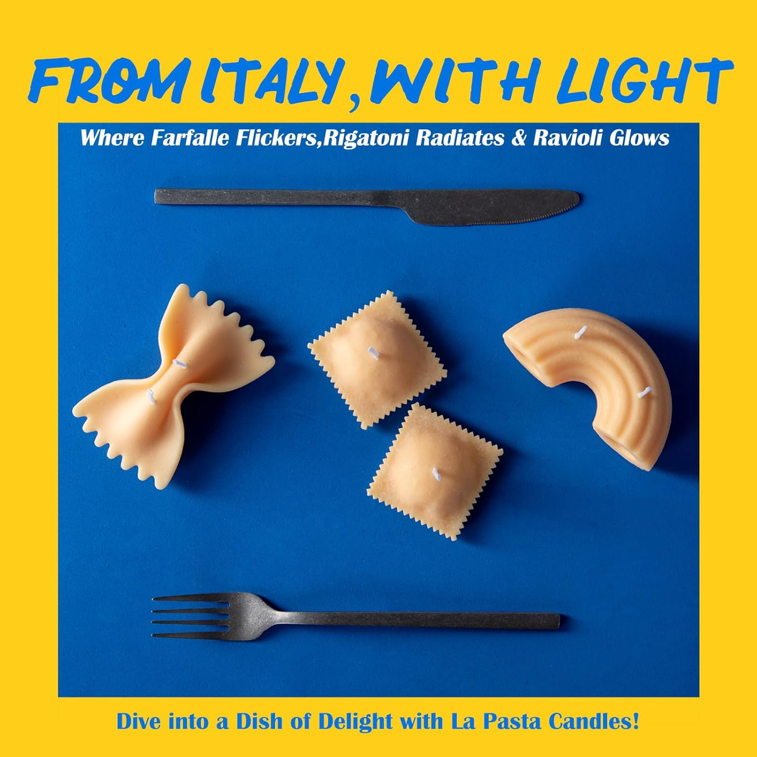 Funny La Pasta Noodle Scented Aromatherapy Candle (1 Farfalle Candle) image number 2