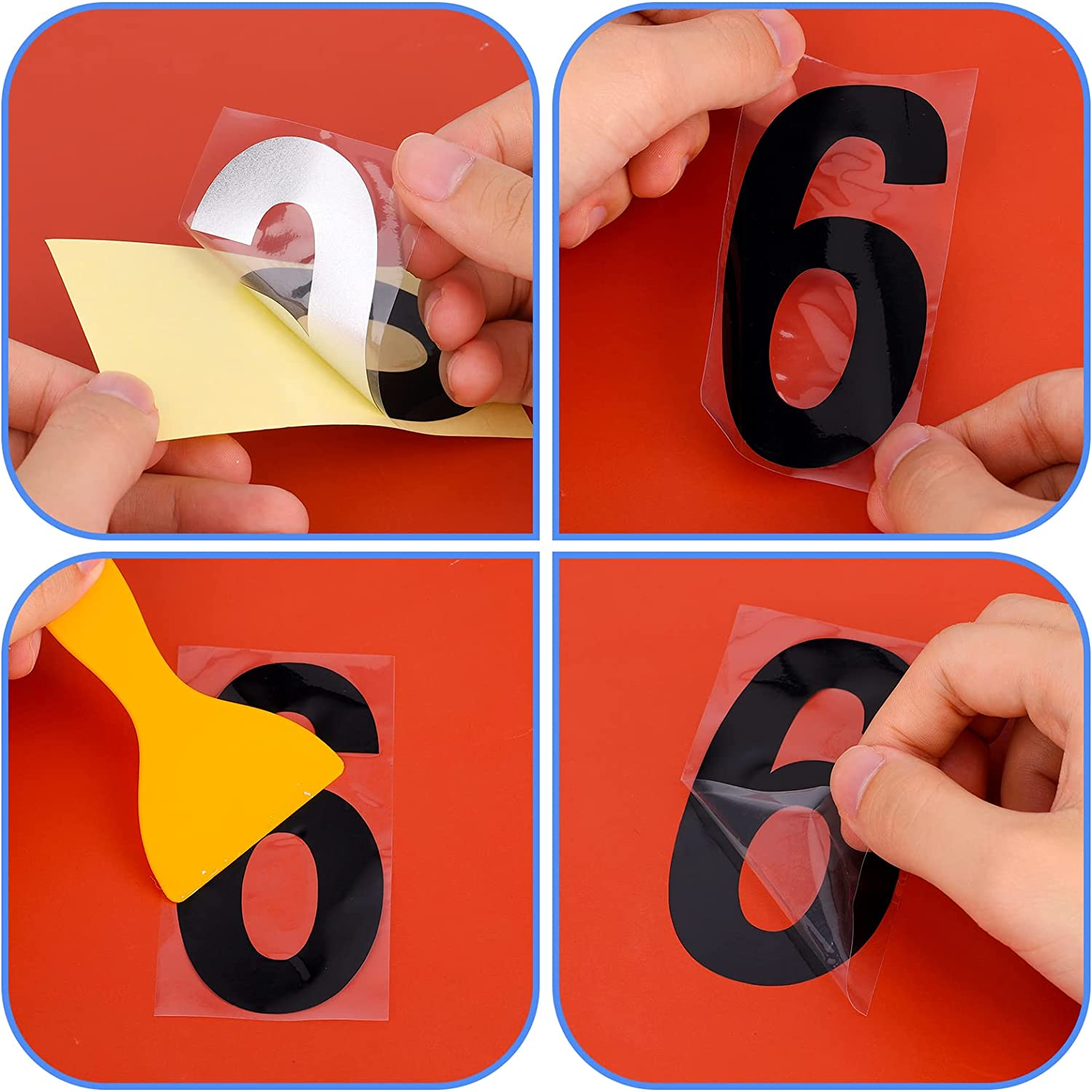 SAVITA 30Pcs 4 Inch Reflective Numbers Sticker, 0-9 Reflective Mailbox Numbers Sticker Water and Oil Proof Self Adhesive Reflective Numbers Decal for outside Signs Door Window Cars Address (Black) - Silver image number 2