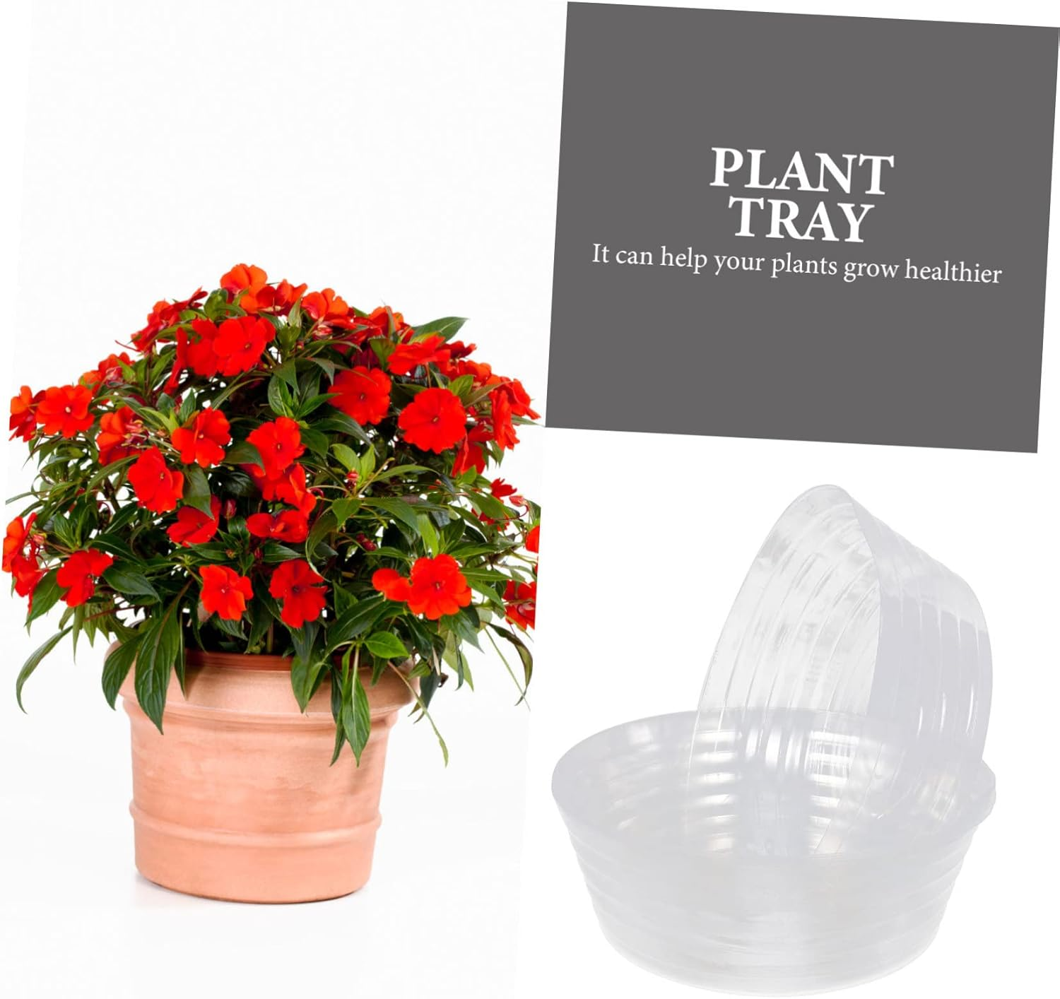 KONTONTY Plant Saucer Liner 6 Pack Deep Flower Pot Trays for Indoor Gardening Leakproof image number 2