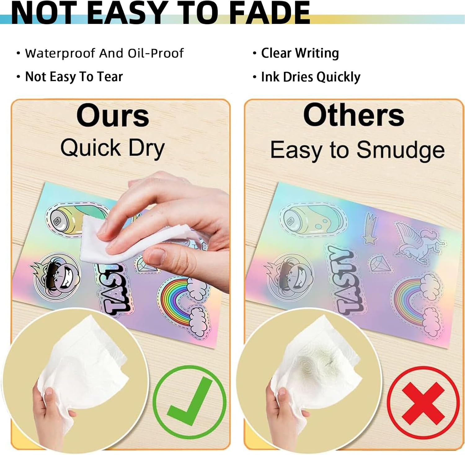 Printable Vinyl Sticker Paper for Inkjet & Printer Laser, A4-21X29.7 Cm - 8.27"X11.69", Waterproof, Arbitrary Cutting, Adhesive Backing, Stable Adhesion (20 Pcs) (Colored Laser) - Colored Diamond image number 5