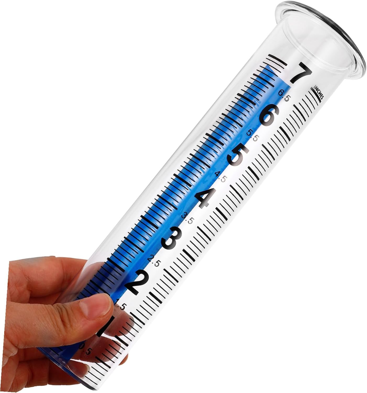 Abaodam Transparent Rain Gauge with Scale Outdoor Plastic Rain Measuring Tube for Garden Lawn Watering Accurate Precipitation Collector Tool with Blue Markings Read Measurement image number 4