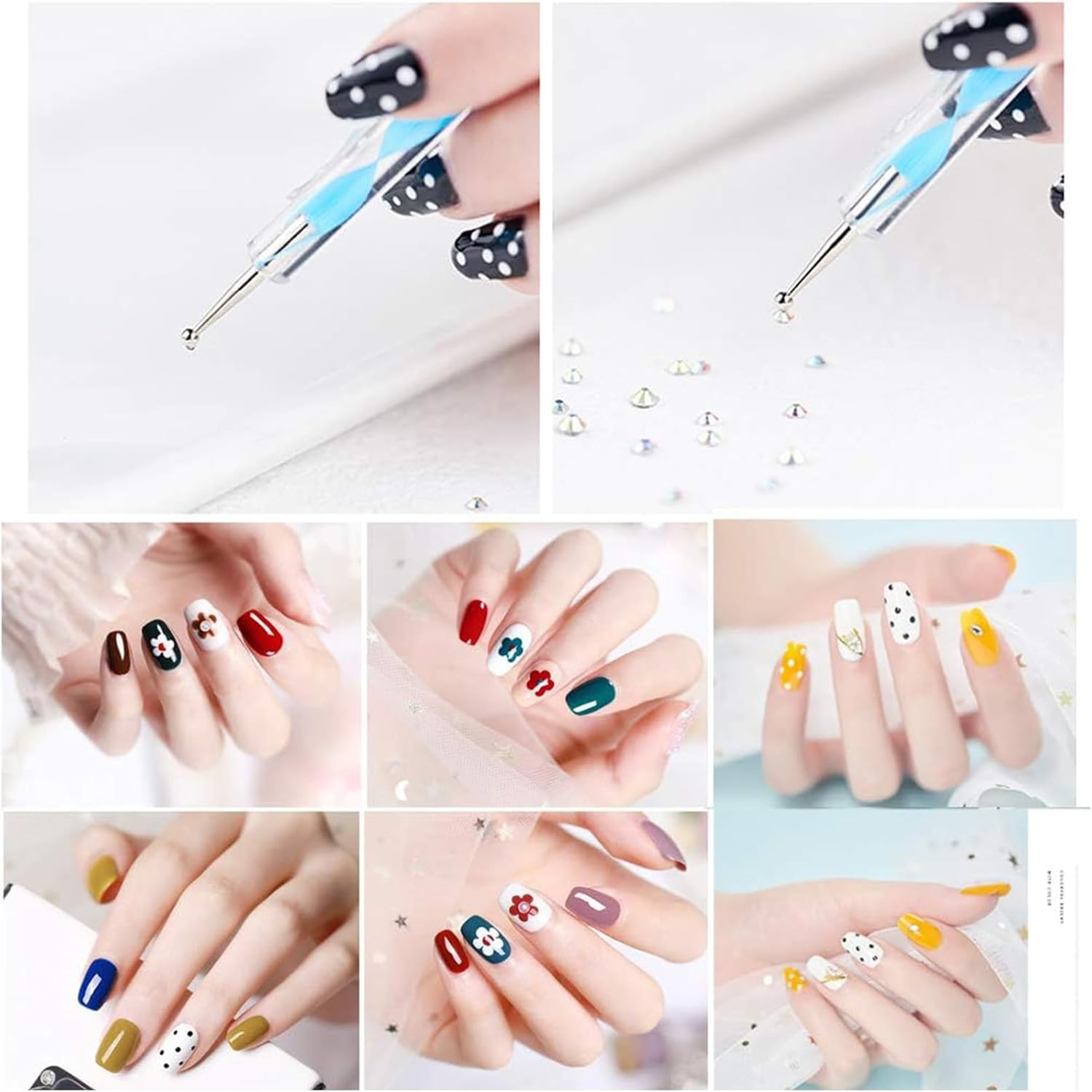 Kzvsiy 10 Pcs Nail Art Dotting Tools Set, 2-Way Dotting Pen & Ball Tip Clay Sculpting Tools for Nail Art, Manicure, Mandala Drawing, Rock Painting, and Art Tracing image number 4