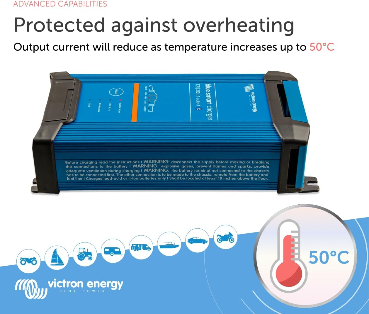 Victron Energy Blue Smart IP22 12-Volt 30 Amp 230V, Single Output Battery Charger, Bluetooth (AU/NZ) image number 2