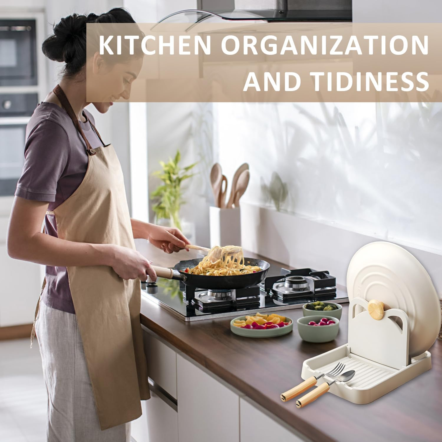 TORMEN Spoon Rest with Lid Holder, Foldable Kitchen Utensil Rest for Countertop, Heat-Resistant and Non-Slip Spoon Holder for Spatula, Ladle, Pot Lid, Cooking Accessories image number 4