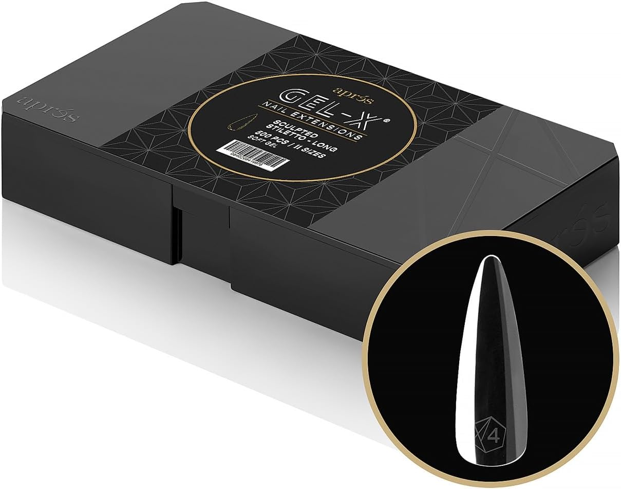 Apr&eacute;s Gel-X&reg; Sculpted Stiletto Long Tip Box | 500Pc Gel-X Tips, 11 Sizes 00-9, Premium Quality image number 1