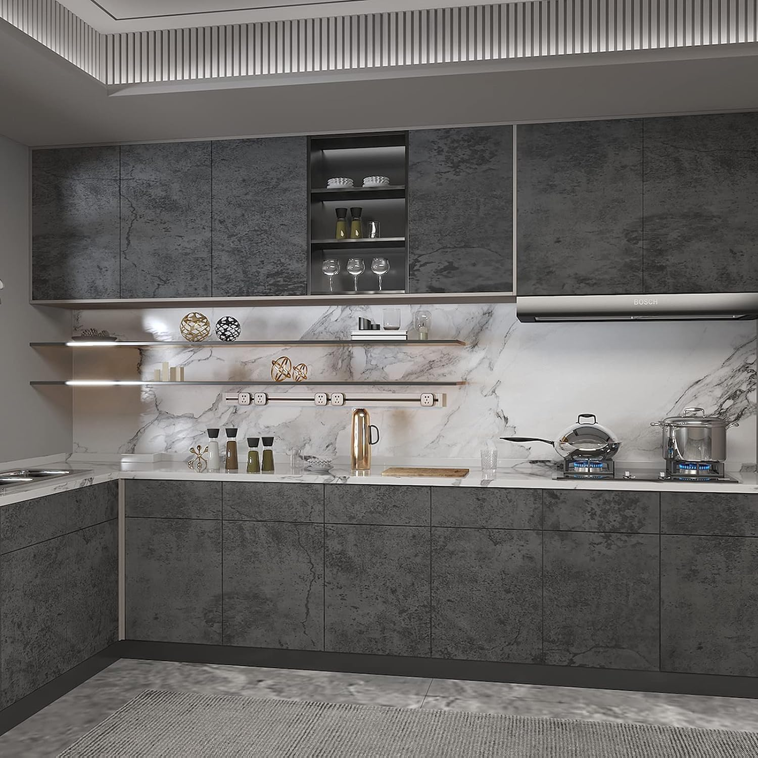 40Cmx3M Grey Concrete Peel and Stick Wallpaper Self Adhesive Removable Thick Contact Paper Modern Industrial Cement Textured Matte Wall Mural Waterproof Vinyl Wrap for Furniture Countertop Panel Decor image number 1