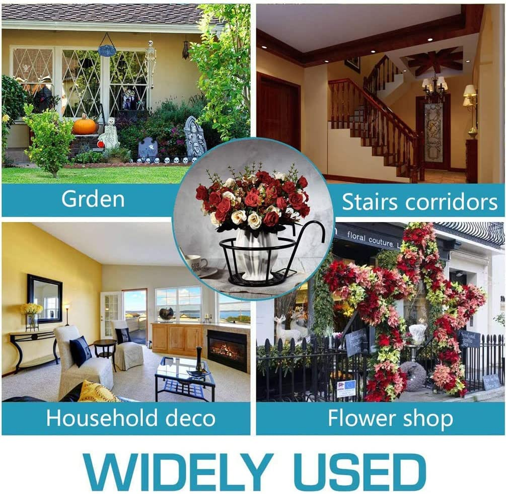 Hanging Railing Planter Baskets, 4 Pack Flower Pot Holder Garden Planter Support Rack Decorative for Indoor and Outdoor Plants Perfect for Porches and Patio Decor image number 1