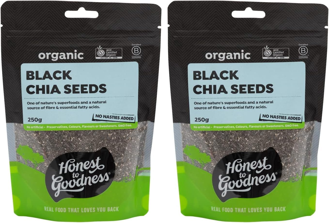 Honest to Goodness, Organic Chia Seeds Black, 250 Grams - Indulge in the Delightful Texture of These Tiny Seeds, a Perfect Nutrient-Rich Addition to Any Diet. image number 1