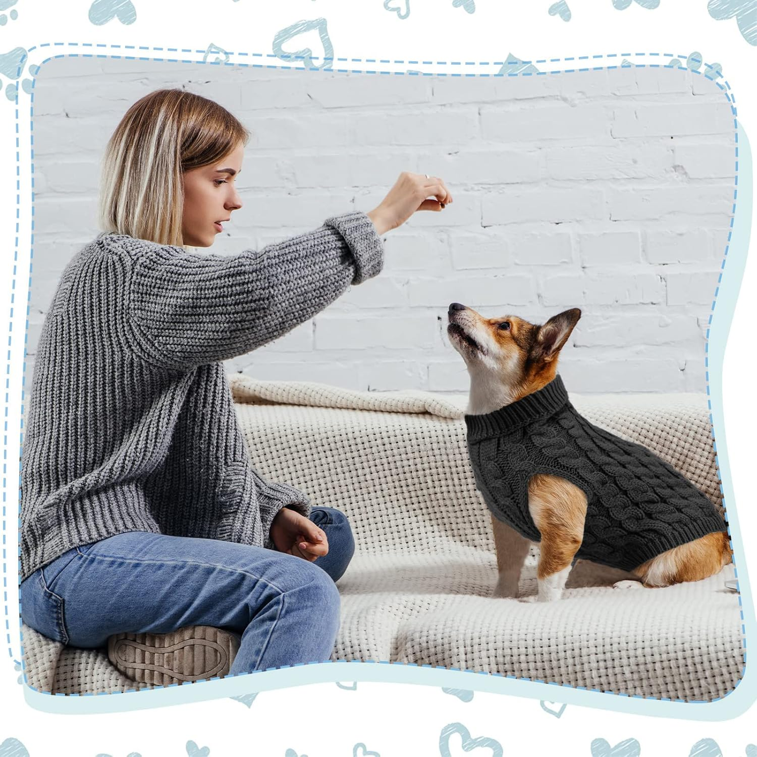 Dog Sweaters for Medium Small Dogs, Cat Sweater Dog Clothing Dog Jumper Puppy Turtleneck Knitted Dog Outfit Pet Twist Striped Vest Cute Warm Winter Clothes for Chihuahua, Dachshund (Black, Large) image number 3