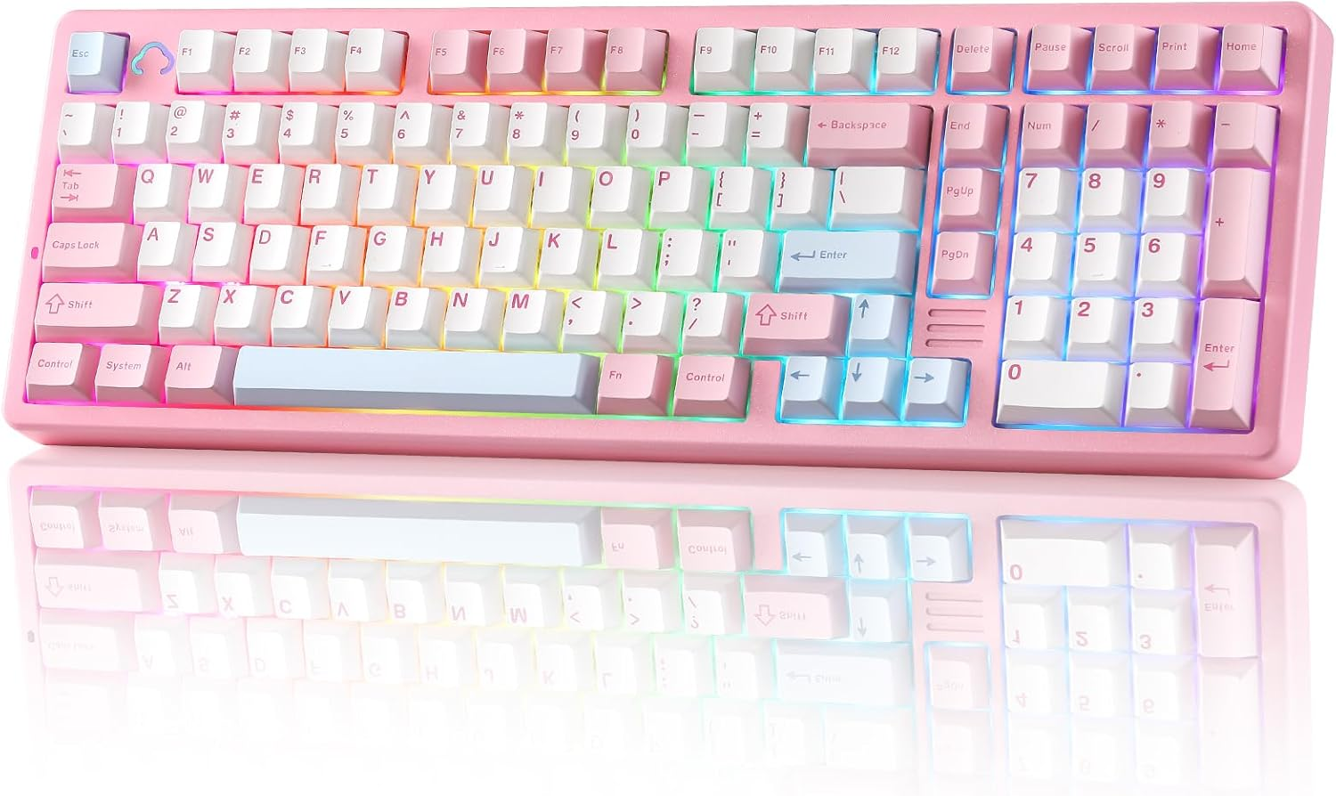 YUNZII AL98 QMK/VIA Wireless Mechanical Gaming Keyboard, Full Aluminum, BT/2.4G/USB-C, Pre-Lubed Hot Swappable Gasket Mount 1800 Layout, RGB Backlit for Win/Mac (Pink, Cocoa Cream V2 Switch)