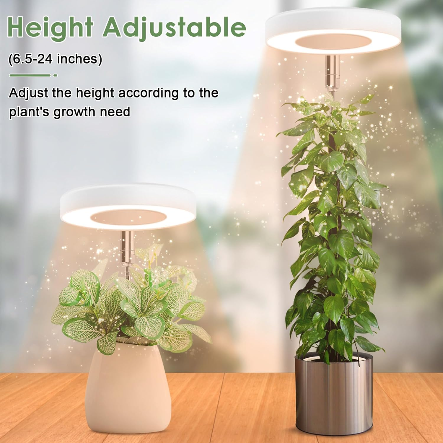 JUMXSRLE Grow Lights, Full Spectrum Plant Light for Indoor Plants, Auto Timer Height Angle Adjustable Dimmable Growing Lamp, LED Grow Lights for Succulents, Mini Bonsai, Small Plants image number 4