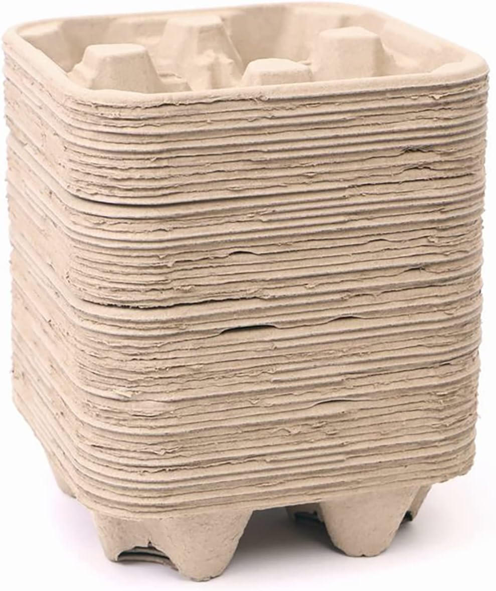 4 Cup Drink Carriers Disposable Coffee Take Out Trays 100 Pcs Pack Pulp Fiber Delivery Cups Holder for Hot and Cold Drinks image number 3