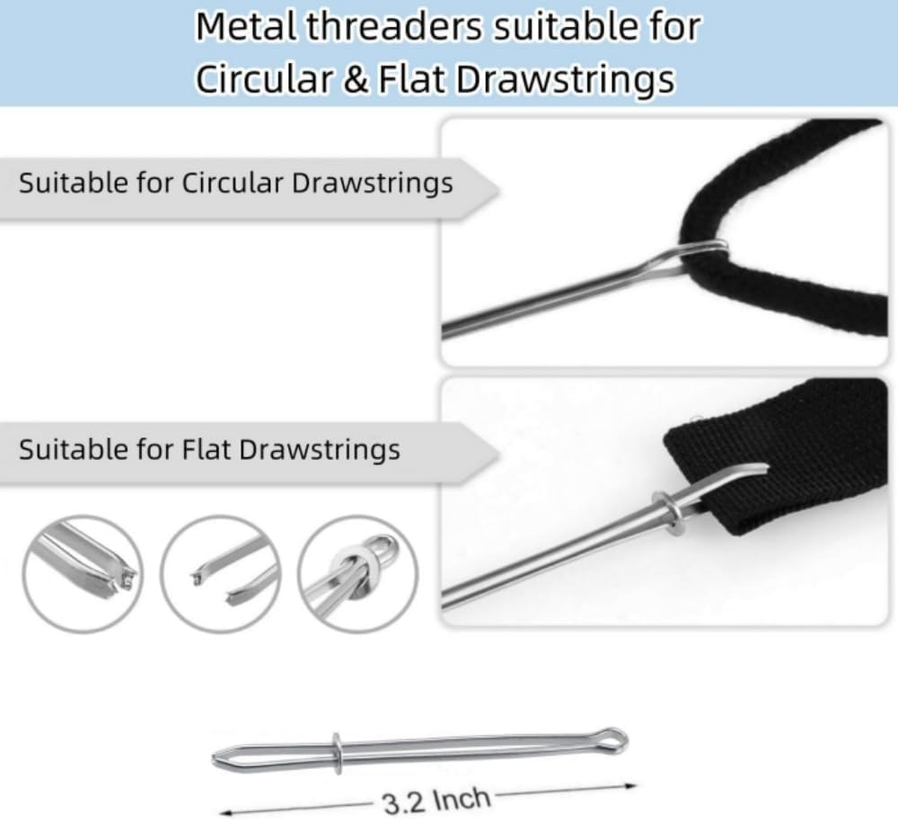 Replacement Drawstrings Drawcords 51IN Cotton Drawstring Cord with Easy Metal Threader Adjustable Easy to Install Perfect for Hoodies Activewear(2Pcs Black, Red)