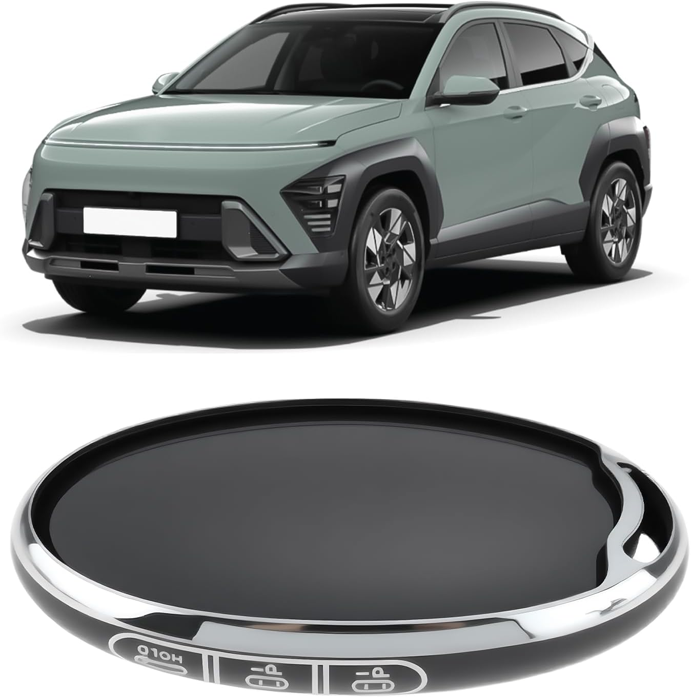LT Easiyl 2Pcs 7-Button Key Fob Cover Compatible with Hyundai Loniq 6 5 Compatible with Kona SX2 EV (Black Silver Edge) image number 4