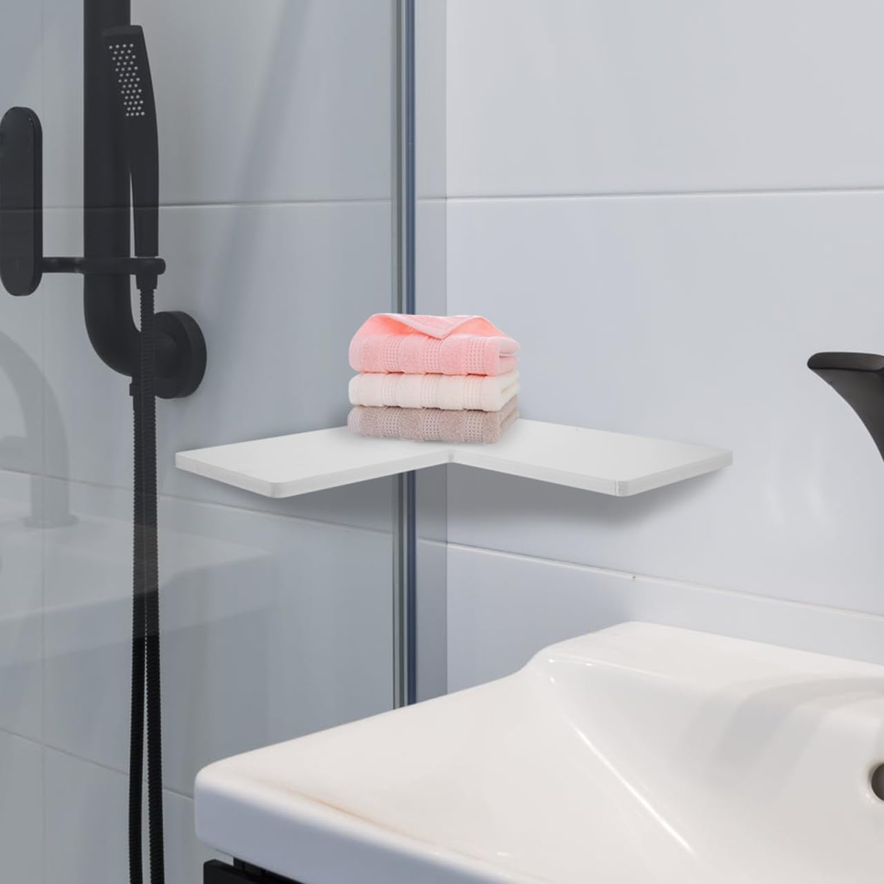 Ciieeo Floating Corner Shelf No Drilling Wall Mount Storage Rack for Bathroom Kitchen Bedroom - Space Saving Corner Wall Organizer for Home image number 2