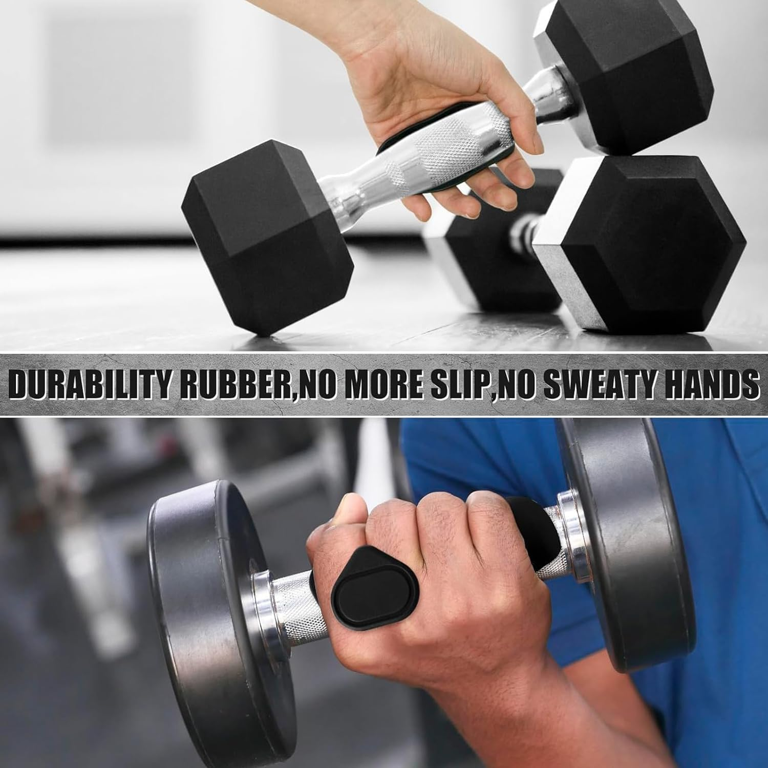 Yharnamite 1 Pair Gym Hand Grips for Weight Lifting, Anti-Slip Workout Grips, Non Slip Silicone Gym Grips Pads for Training and Exercise, Weight Lifting, Dumbbell, Deadlift image number 2