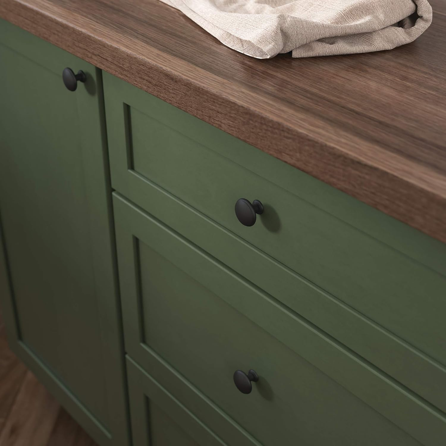 Franklin Brass Ringed Cabinet Knob, Matte Black, 1-1/4 in (32Mm) Drawer Knob, 10 Pack, P35597Z-FB-B image number 2