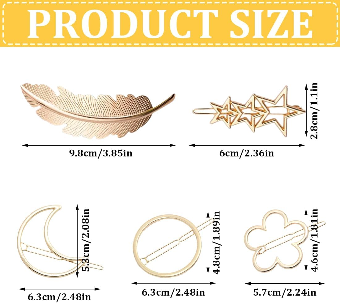 Pack of 10 Metal Hair Clips Cute Hair Clips for Wedding Party Girls Gift Gold and Silver image number 2