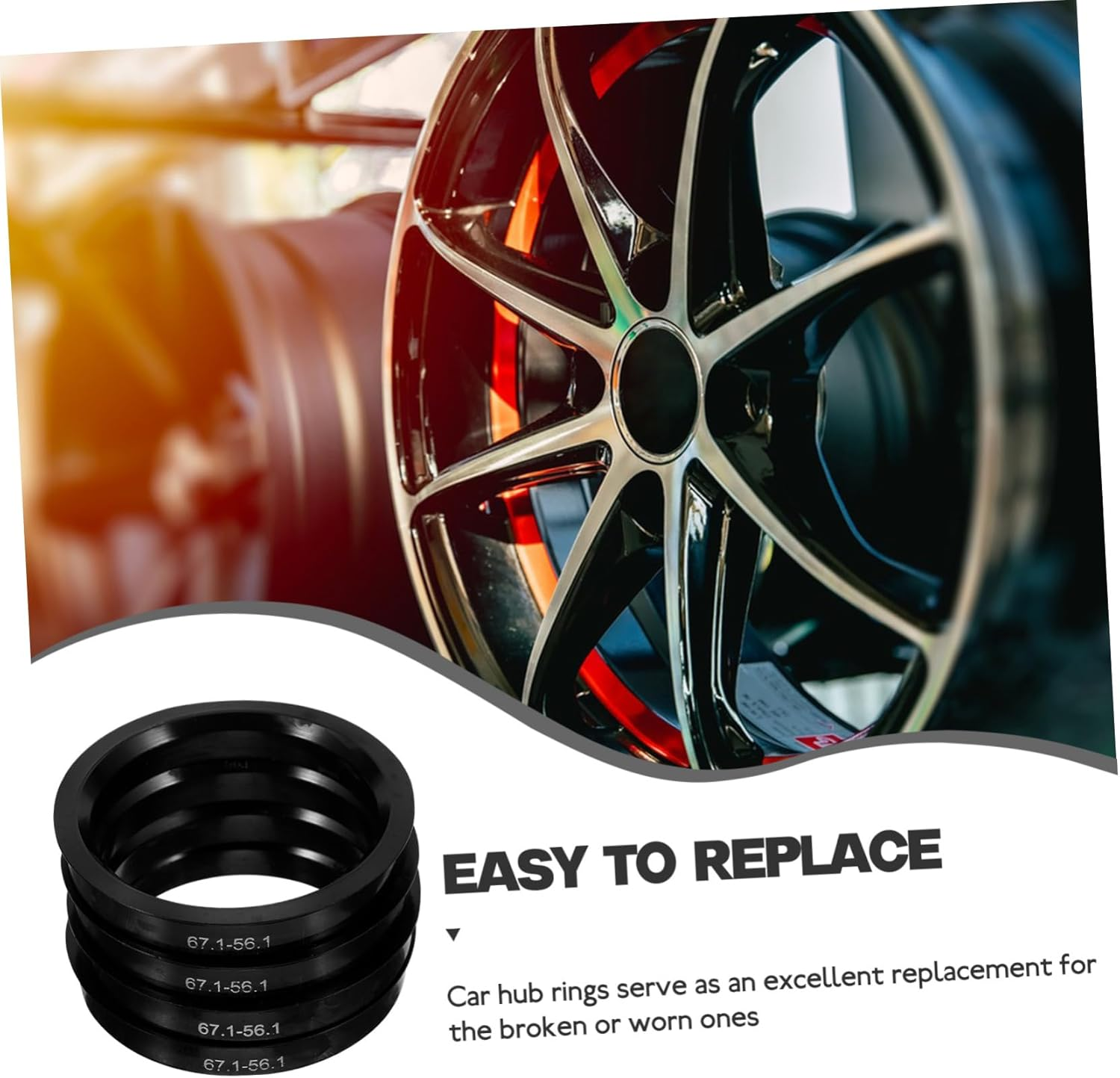 GANAZONO 4Pcs Car Wheel Hub Rings Hub Centric Rings 67.1-56.1Mm Plastic Center Bore Adapter for Automotive Wheel Accessories Car Exterior Decoration image number 4