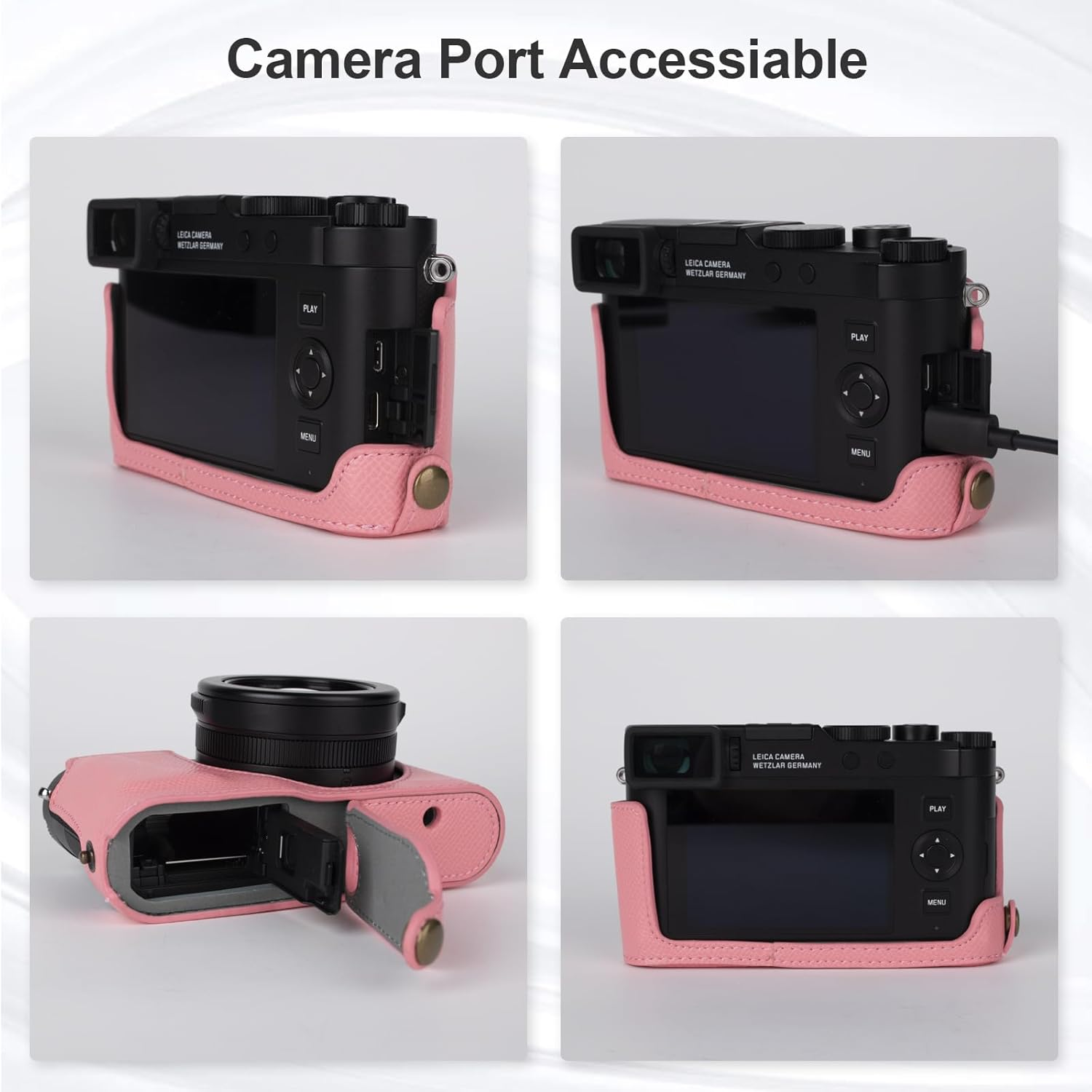 VOVMOEYA Leica D-LUX8 Camera Case Cover Kit for Leica DLUX8 Half Case D-LUX 8 Camera Cover with Front Lens Cap and Shoulder Strap