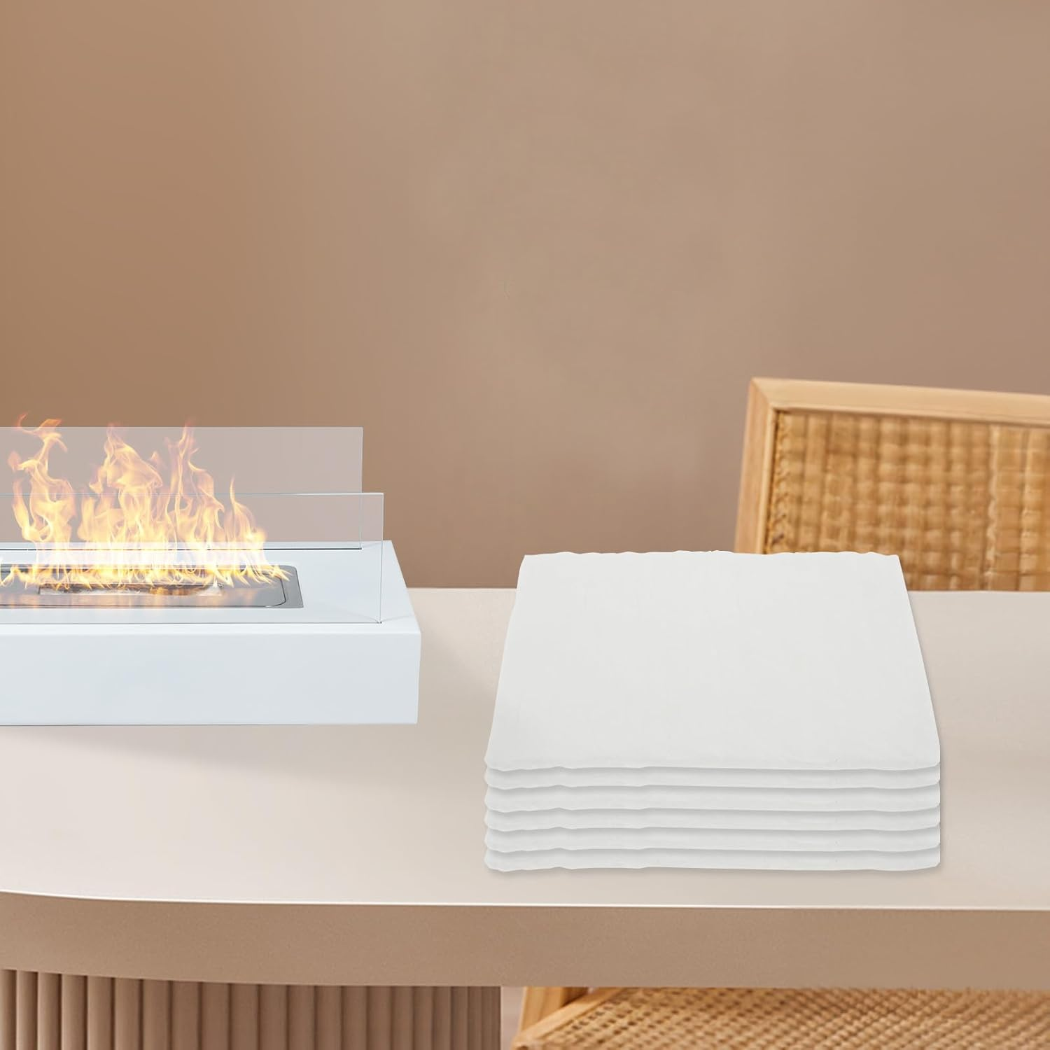 6 Pcs Tabletop Fire Pit Ceramic Wool Wick to Extend Burning Time Fireproof Ceramic Wool Wick Sponge Heat Resistant Sponge Cotton Core Ceramic Fiber Insulation for Bioethanol Rubbing Alcohol F image number 4