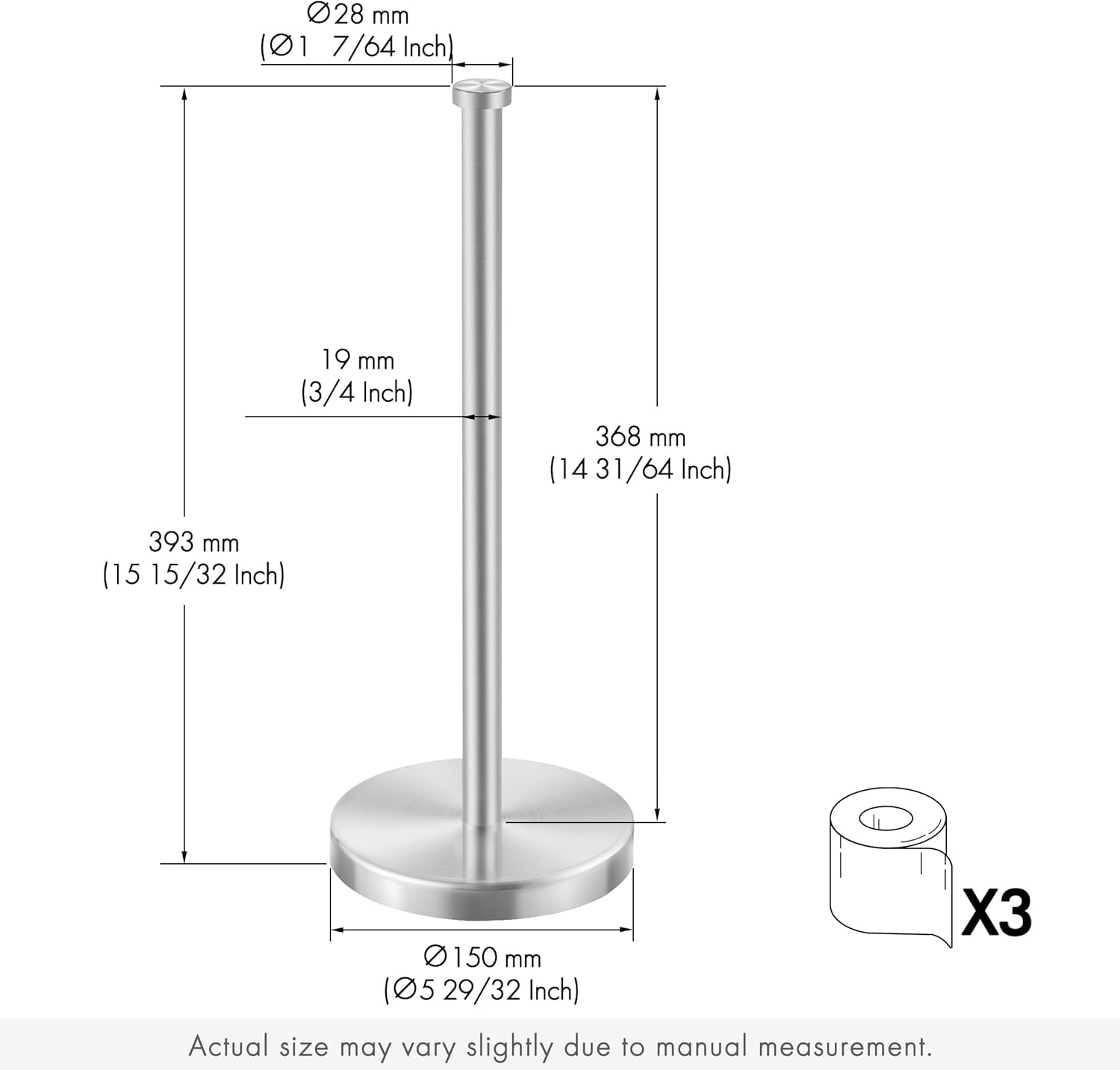 KES Toilet Paper Storage Stand, Freestanding Bathroom Toilet Paper Holder Storage for 3 Rolls Toiler Roll Storage Stainless Steel Brushed Nickel, BPS201S39-2 image number 2