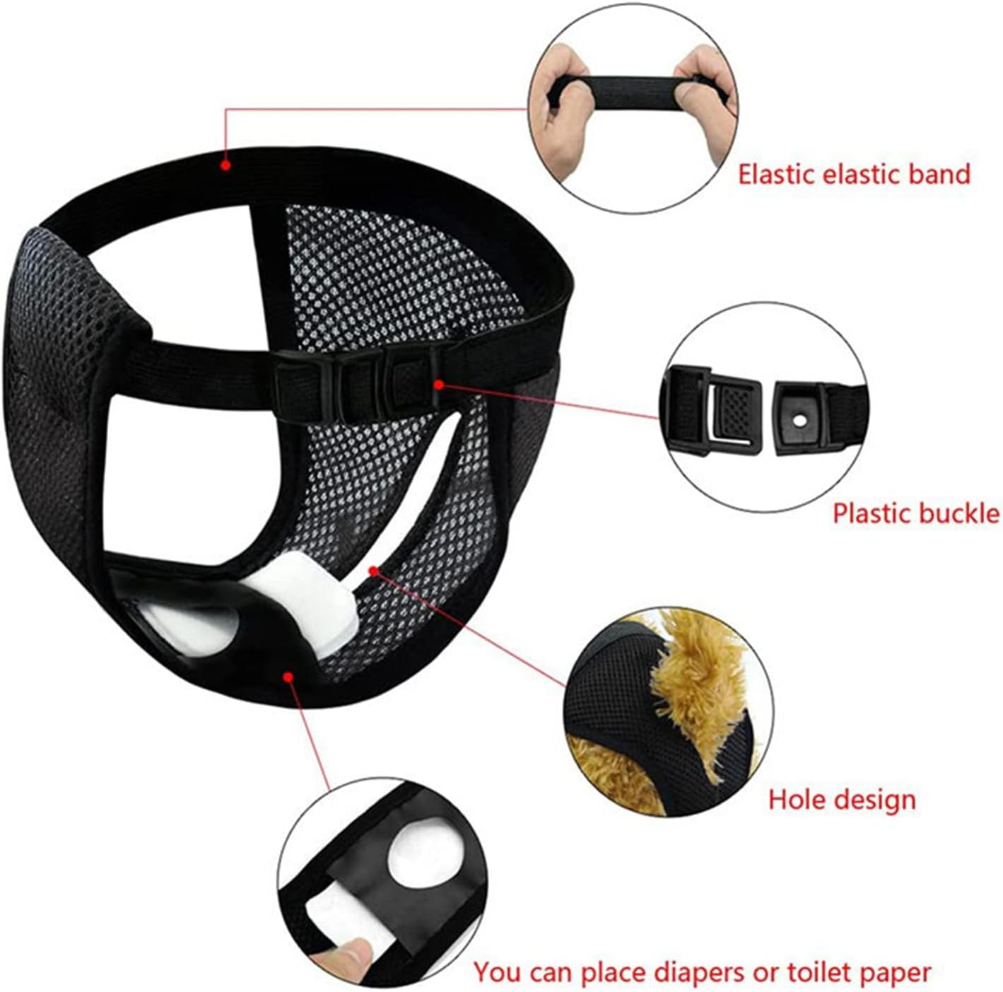 Heat Pants for Female Dogs, Protective Pants, Washable Heat Pants, Menstrual Pants for Female Dogs, Reusable Dog Nappies, Dog Trousers, Female Heat Trousers, Dog Nappies, Black