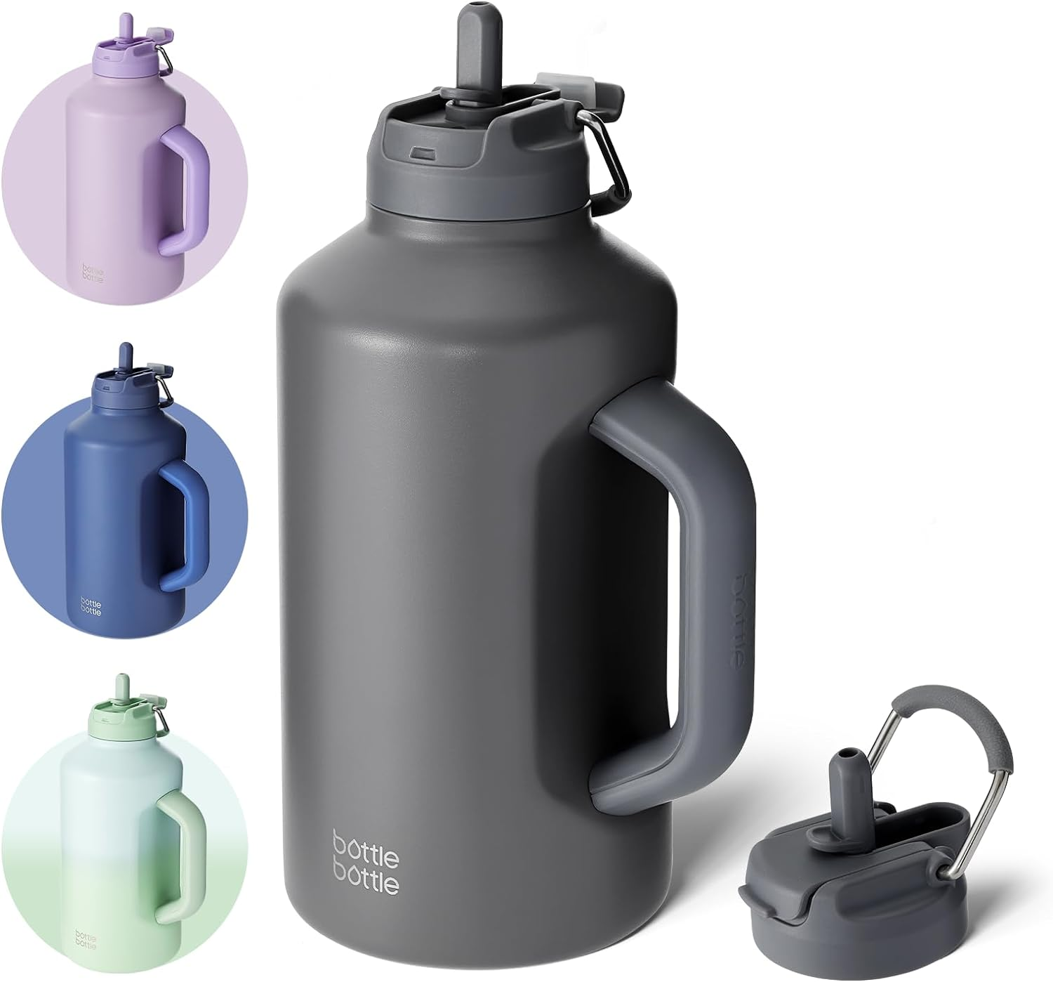 Bottle Bottle Insulated Water Bottle 64 Oz with Straw and Dual-Use Lid Stainless Steel Water Bottle with Handle Vacuum Stainless Steel Jug for Workout and Sports Pink Gradient