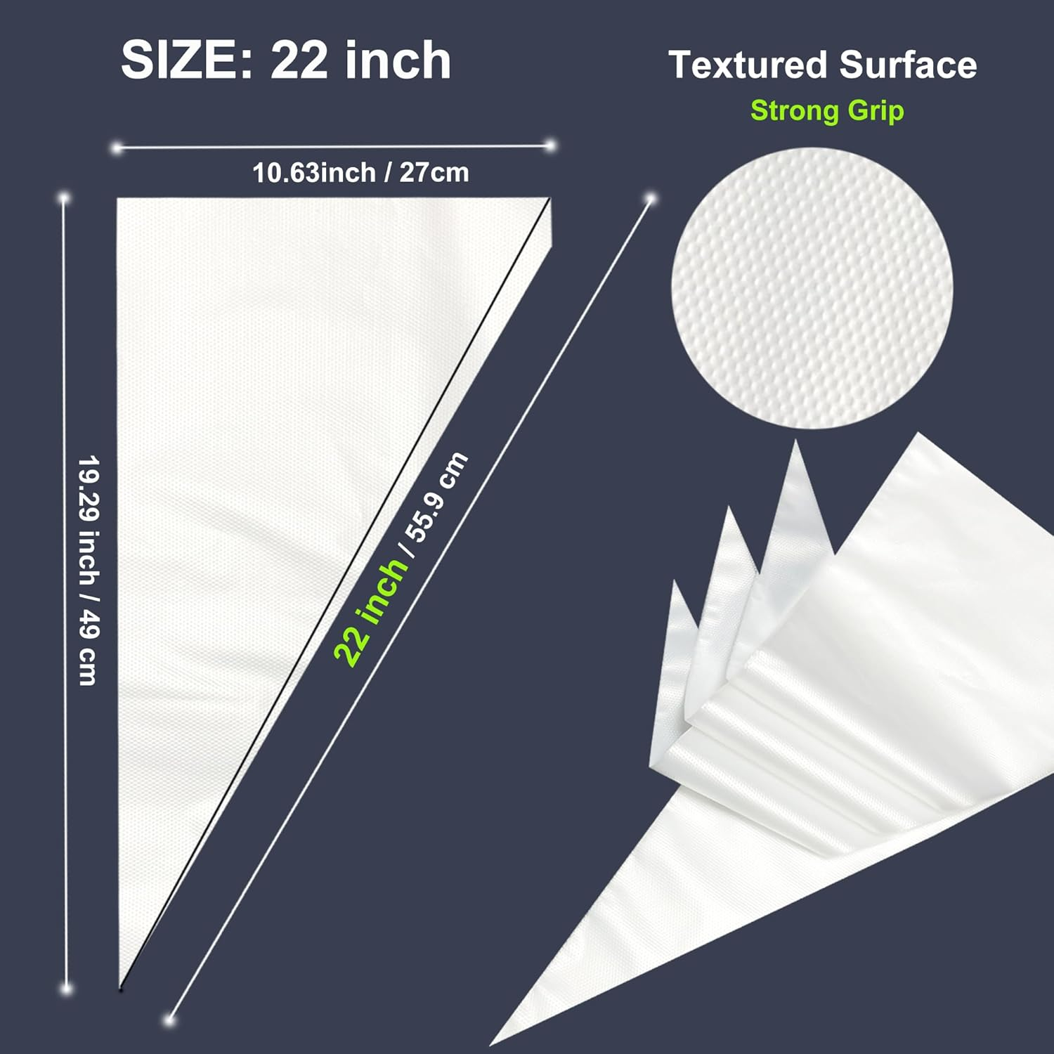 22 Inch Large Piping Bags, AMBESTAR 100 Pcs Big Tipless Clear Plastic Disposable Pastry Bags for Frosting Decorating Cake Cupcake Cookie, Pro Long Thick Pastry Bag Essential Baking Tools image number 1