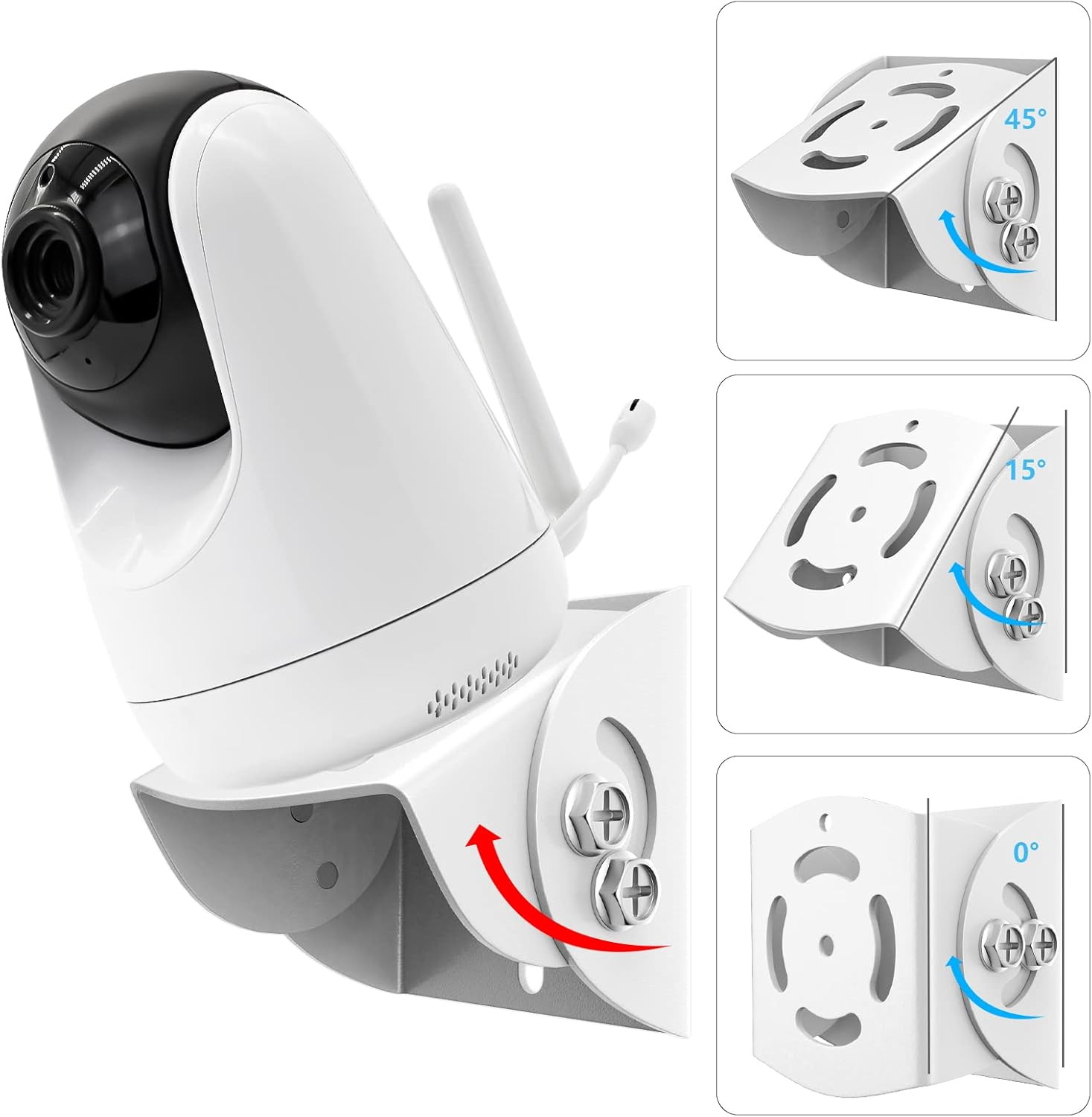 2 Pack-Adjustable Angle Wall Mount for Baby Monitor for Motorola, VAVA, Arlo, Hellobaby, Babysense Monitor, Easy Installation - Wall Mount Only image number 5