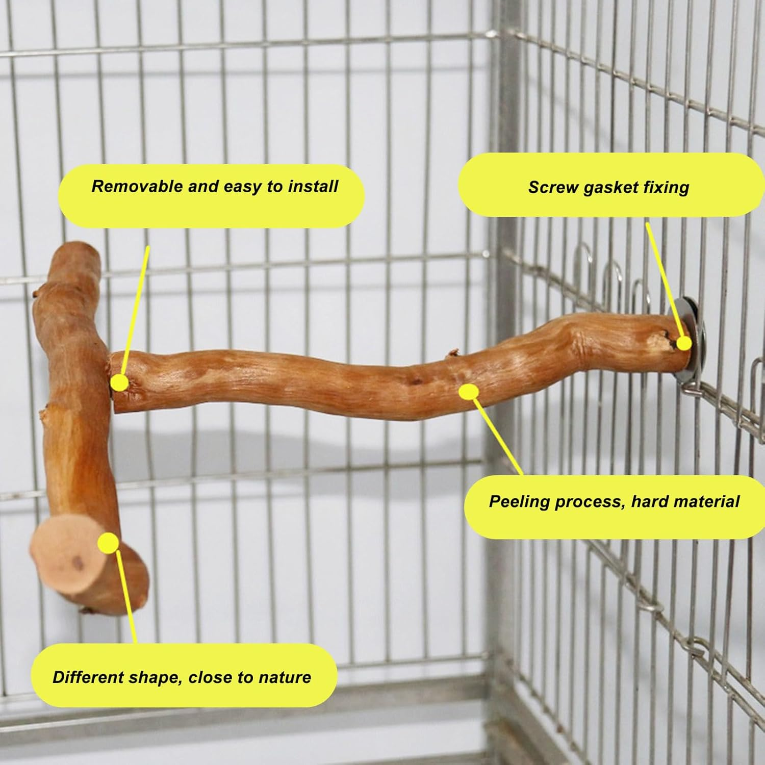 Training Climbing Toys T Shaped Wood Bird Perch Fun Palm Grinding Chewing Exercising Relieve Boredom Wooden Lovebird Stand for Bird Cage image number 1