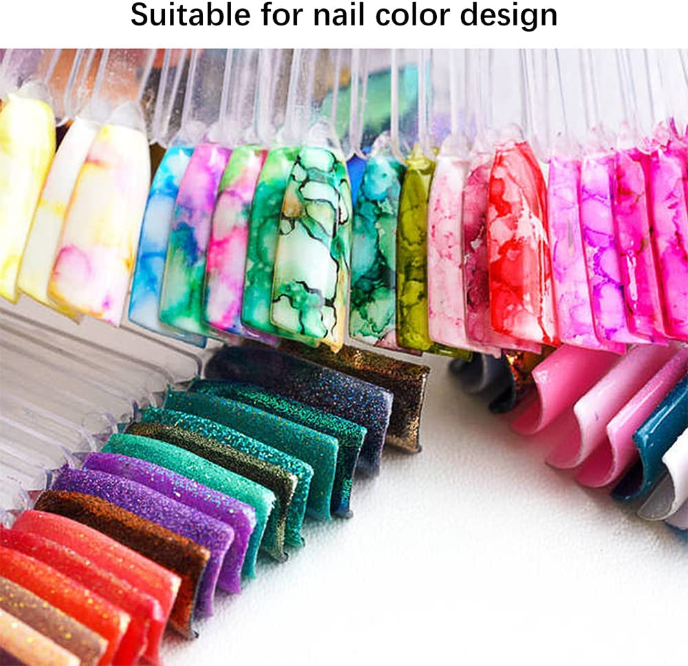 300 Pieces Transparent Nail Pattern Pop Sticks, Fan-Shaped Nail Colour Display Art Tips with 6 Metal Rings, Artificial Practice Nail Board for Nail Studio and Beginner Nail Gel Nail Polish Practice image number 2