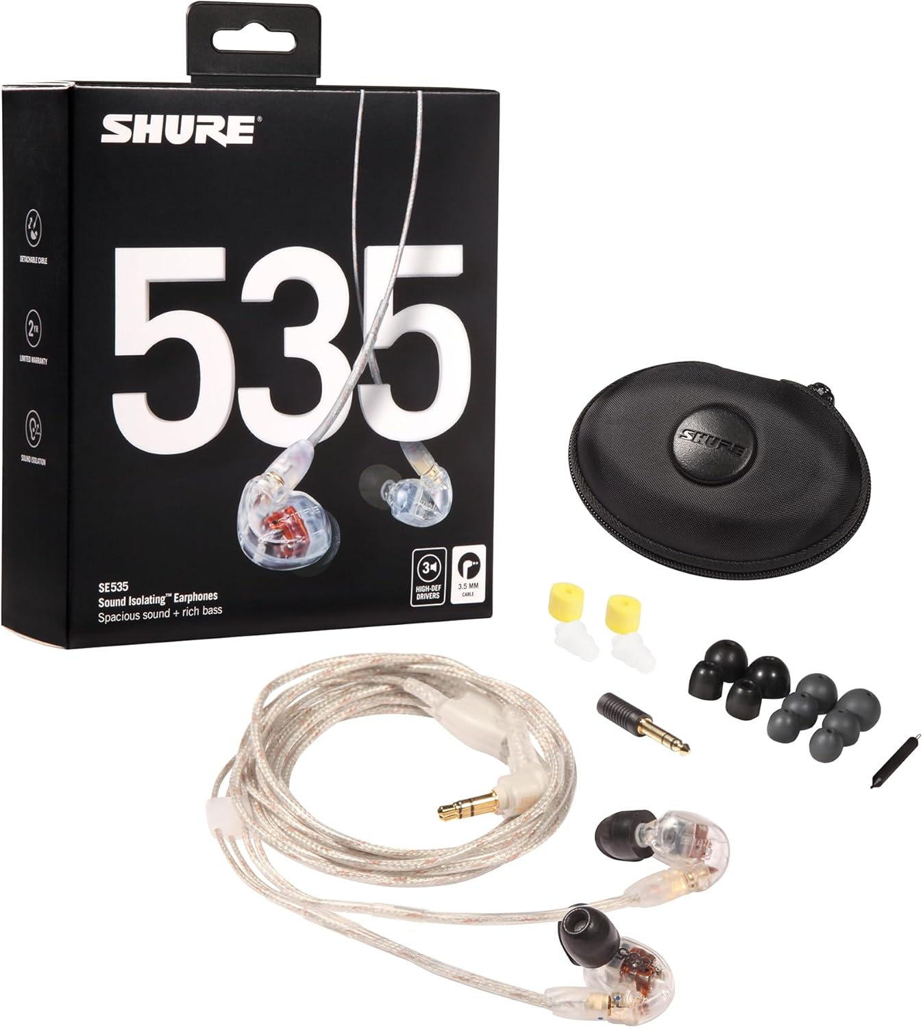 Shure SE535-CL Triple High-Definition Microdriver Earphone with Detachable Cable (Clear) image number 2