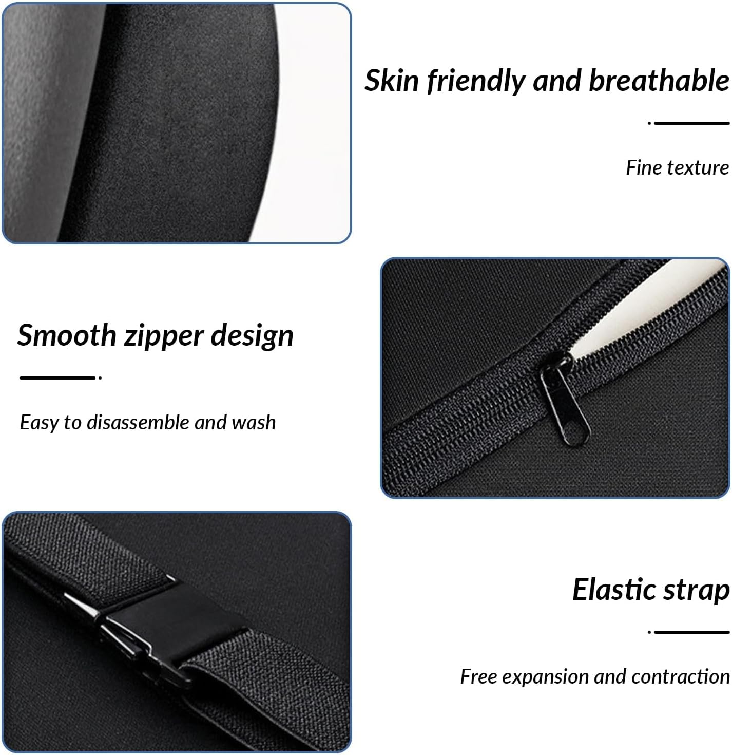 Car Headrest & Lumbar Support Cushion, Ergonomic Car Seat Headrest Neck Rest Cushion Lumbar Support Pillow Memory Foam & Breathable Removable Cover for Neck Back Pain Relief (Black) image number 2