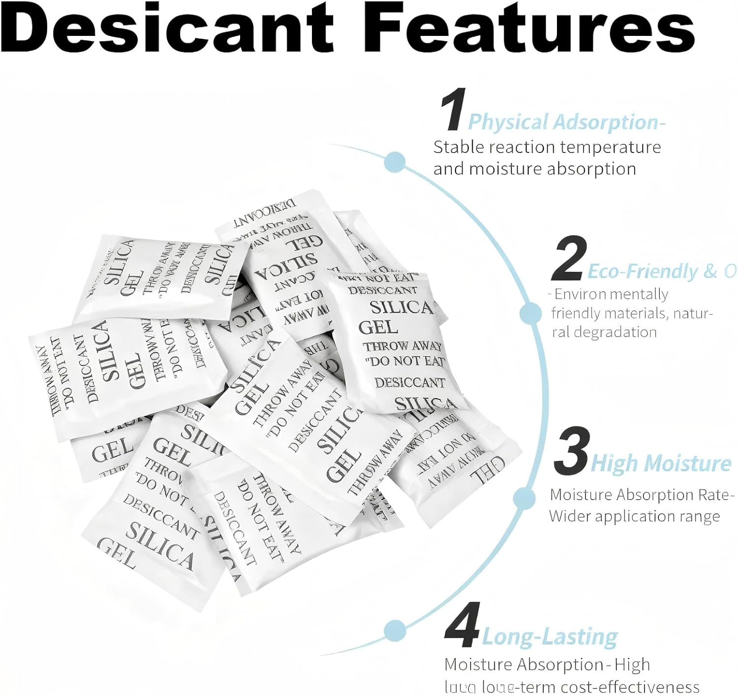 5G 50PCS Silica Gel Packets Silica Gel Desiccants for Storage,Reusable Moisture Absorbers Desiccant Packs, Rechargeable Desiccant Dehumidifiers Bags for Electronics, Clothes, Shoes, Jewelry, Spices, Tools image number 2