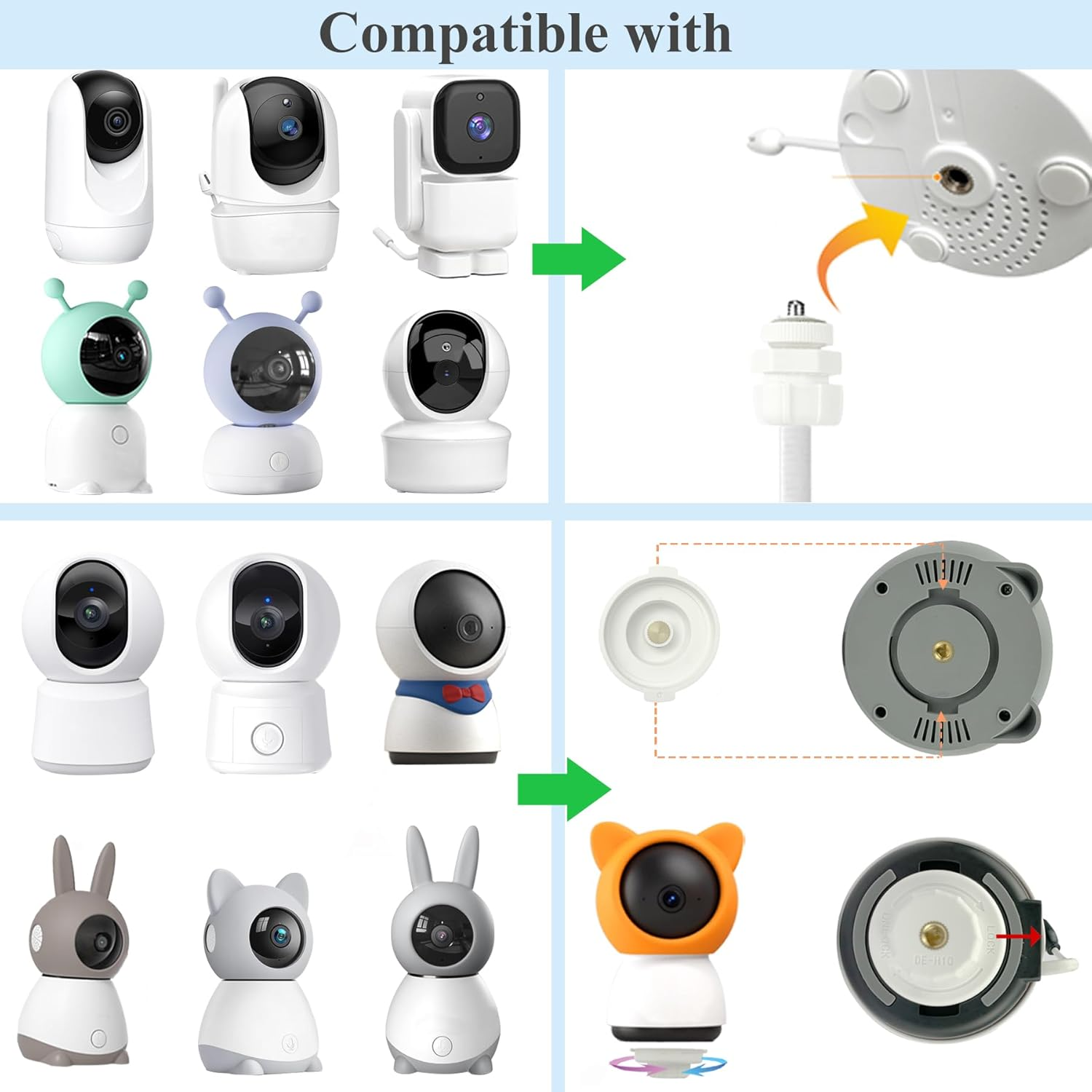 JAMYOK Baby Monitor Mount Holder Compatible with BOIFUN Baby 2S/5S/6T, Iegeek &lrm;Baby 1T, DEATTI BM101-M, 16 Inches Flexible Clip Clamp Mount without Tools or Wall Damage - Multi image number 4